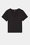 The SPLITS59 Georgia Jersey V-Neck in black is a soft short-sleeve T-shirt, crafted from a viscose and spandex blend, shown laid flat on a white background.