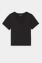 The SPLITS59 Georgia Jersey V-Neck in black is a soft short-sleeve T-shirt, crafted from a viscose and spandex blend, shown laid flat on a white background.