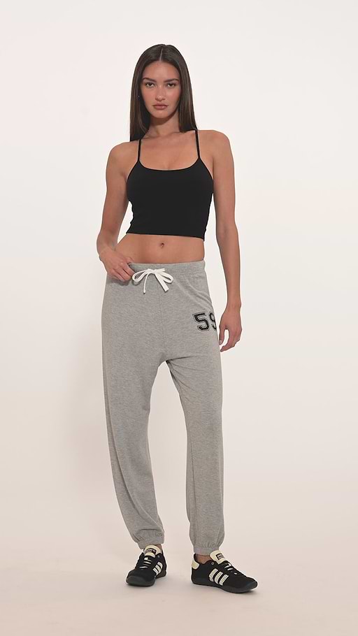 Andie Oversized Fleece Varsity 59 Sweatpant - Heather Grey/59