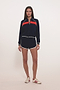 Carrie Woven Nylon Jacket - Indigo/Lotus Red