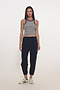 Megan Woven Nylon Jogger w/ Piping - Indigo/Creme
