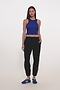Megan Woven Nylon Jogger w/ Piping - Black/Creme
