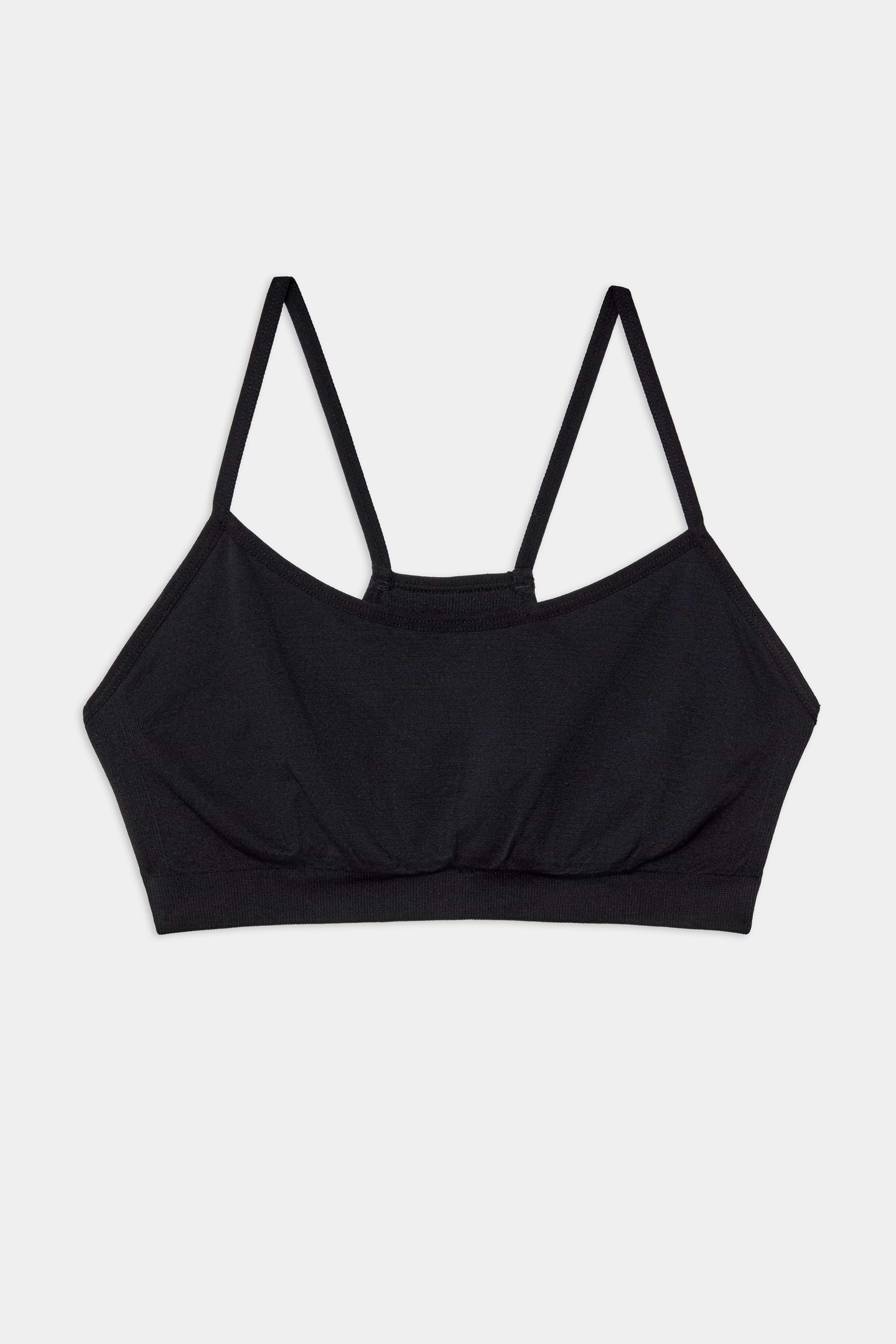 A Loren Seamless Bra in Black by Splits59 on a white background.