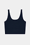 Front flat view of dark blue bra crop tank