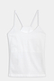 A SPLITS59 Loren Seamless Waist Length Tank - White with a shelf bra on a white background, perfect for gym workouts.