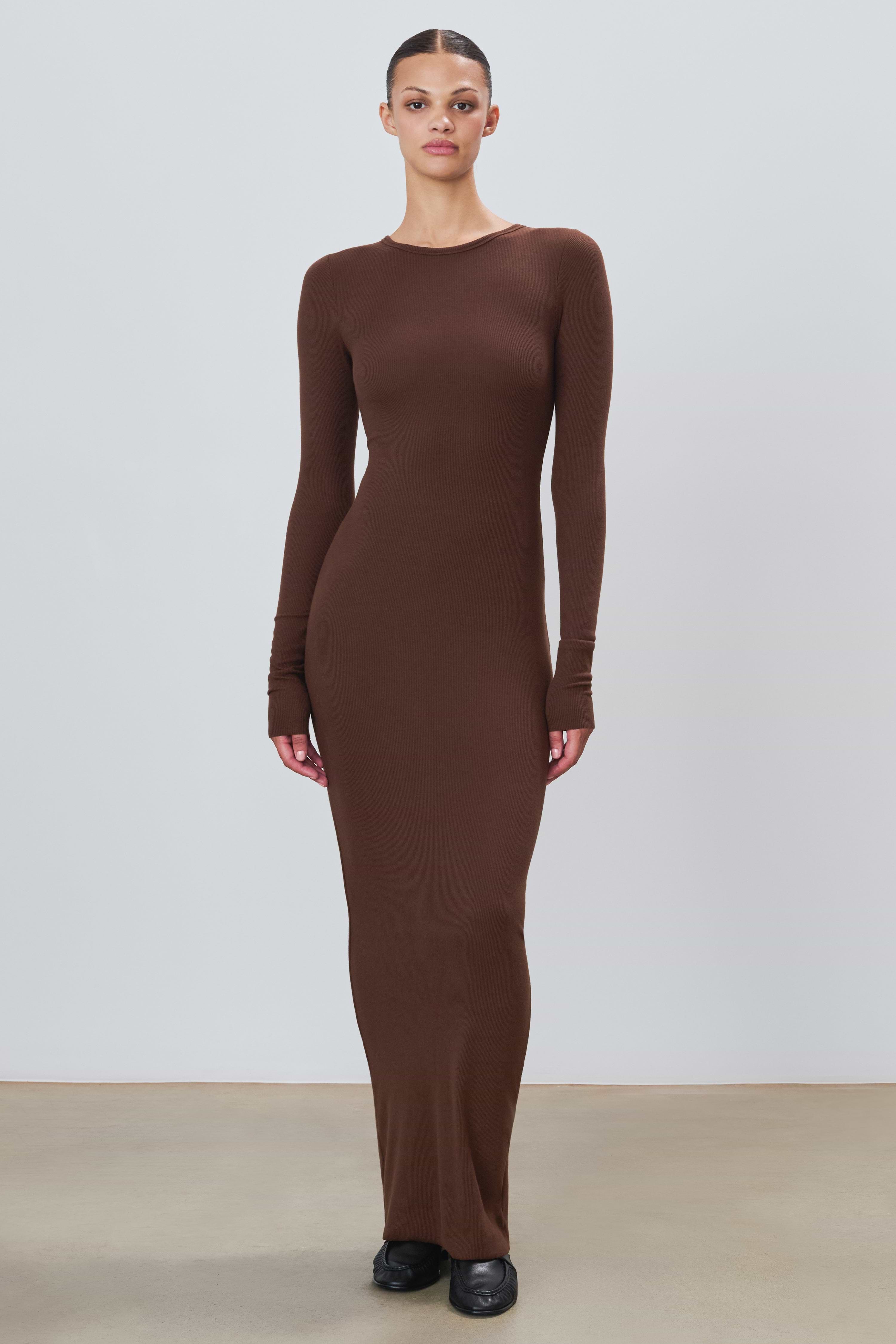 LONG SLEEVE CREWNECK MAXI DRESS - ÉTERNE
