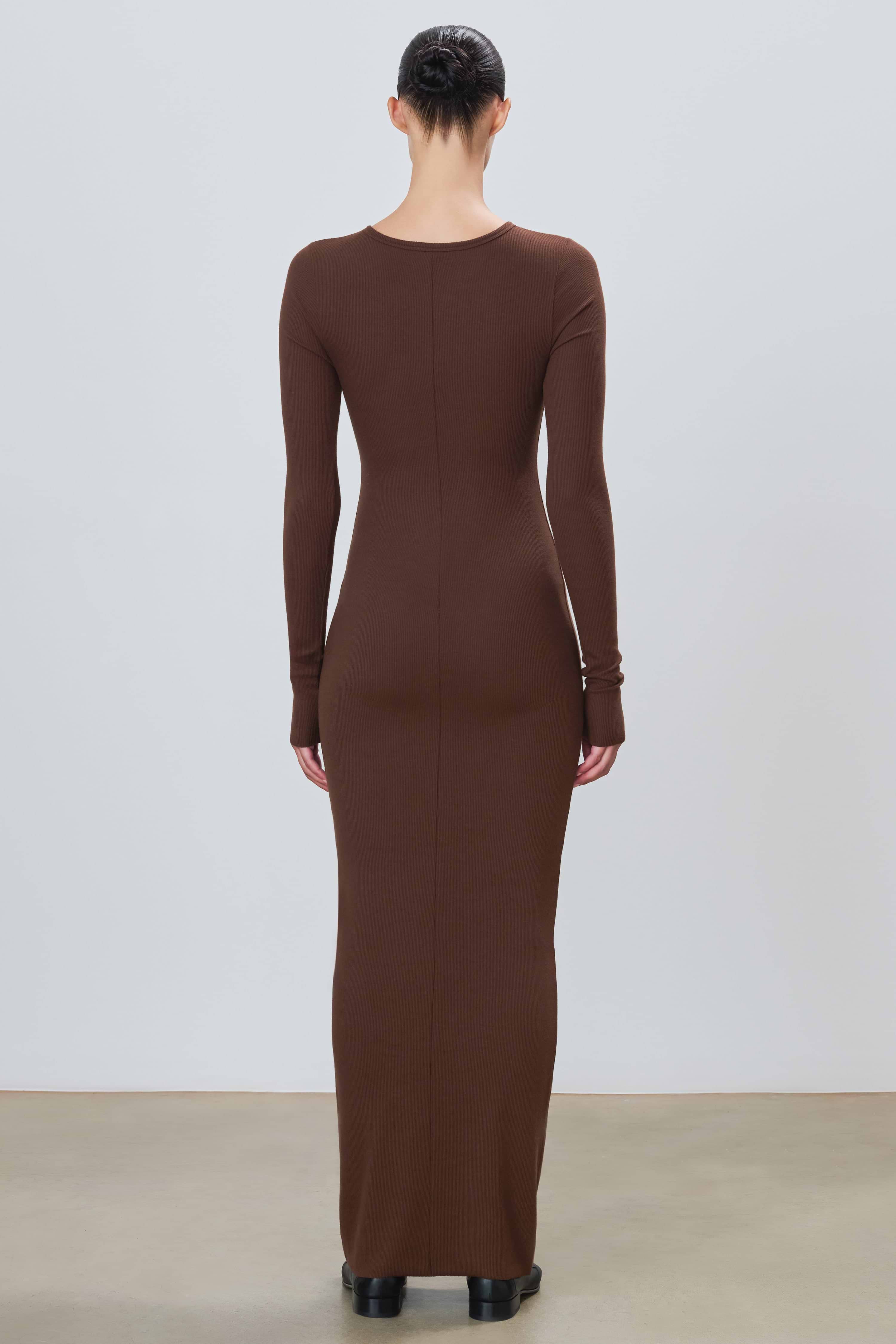 LONG SLEEVE CREWNECK MAXI DRESS - ÉTERNE