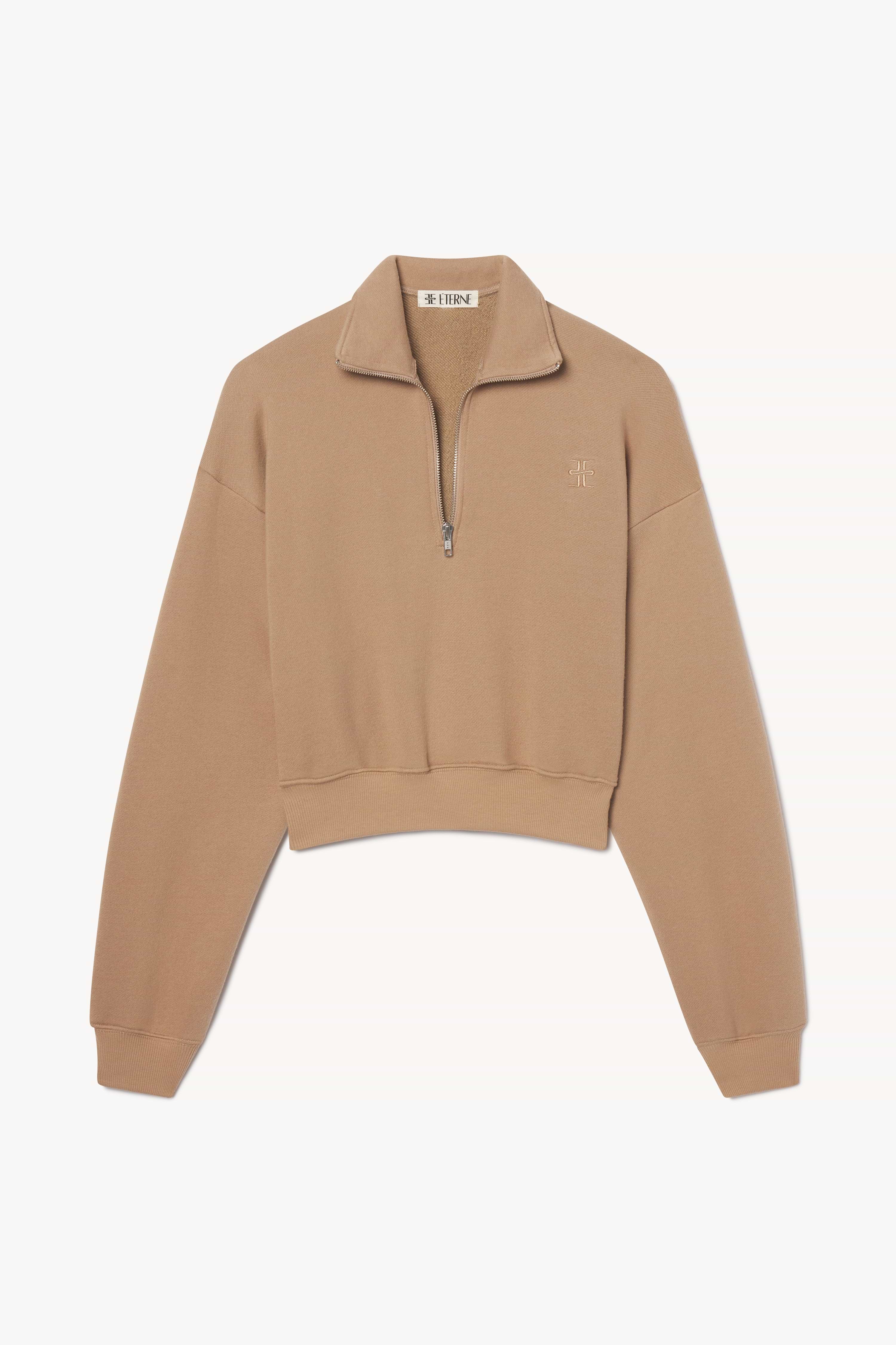 Cropped Half-zip Sweatshirt | French Terry | Taupe