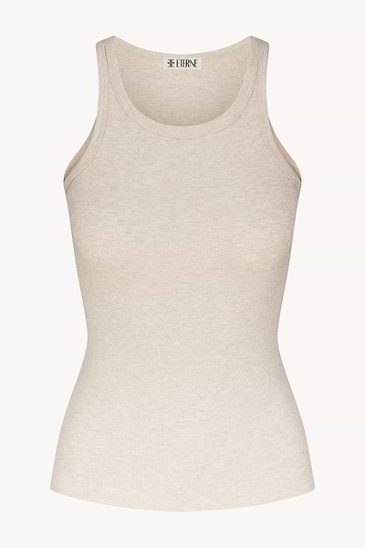 High Neck Fitted Tank Cream