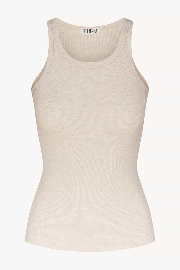 High Neck Fitted Tank Cream
