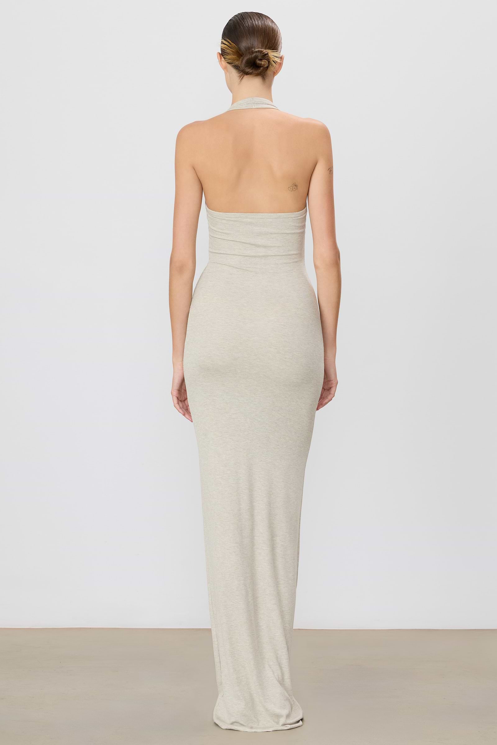 Halter Maxi Dress | Butter Rib | Heather Oatmeal Halter Maxi Dress | Butter Rib | Heather Oatmeal