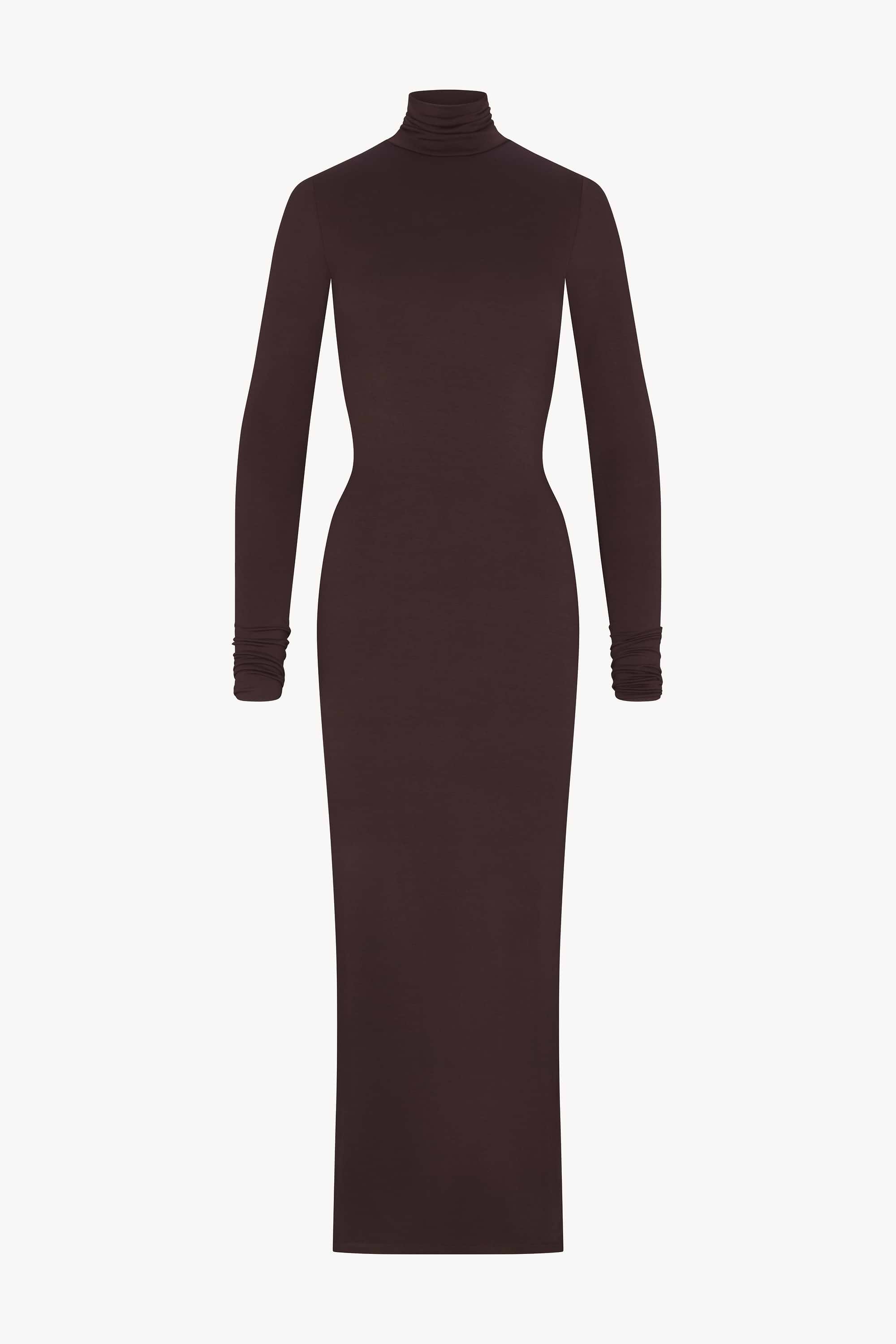 ÉTERNE LONG SLEEVE TURTLENECK MAXI DRESS
