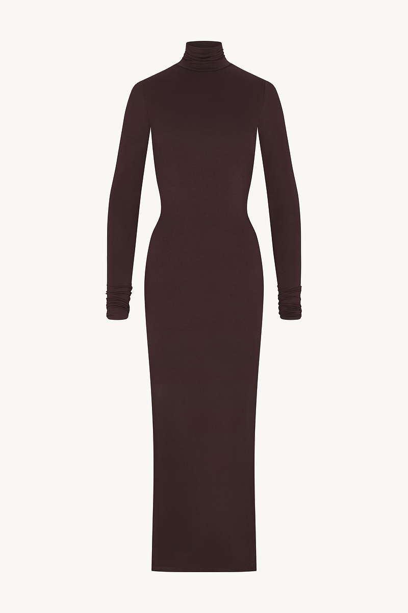 ÉTERNE LONG SLEEVE TURTLENECK MAXI DRESS