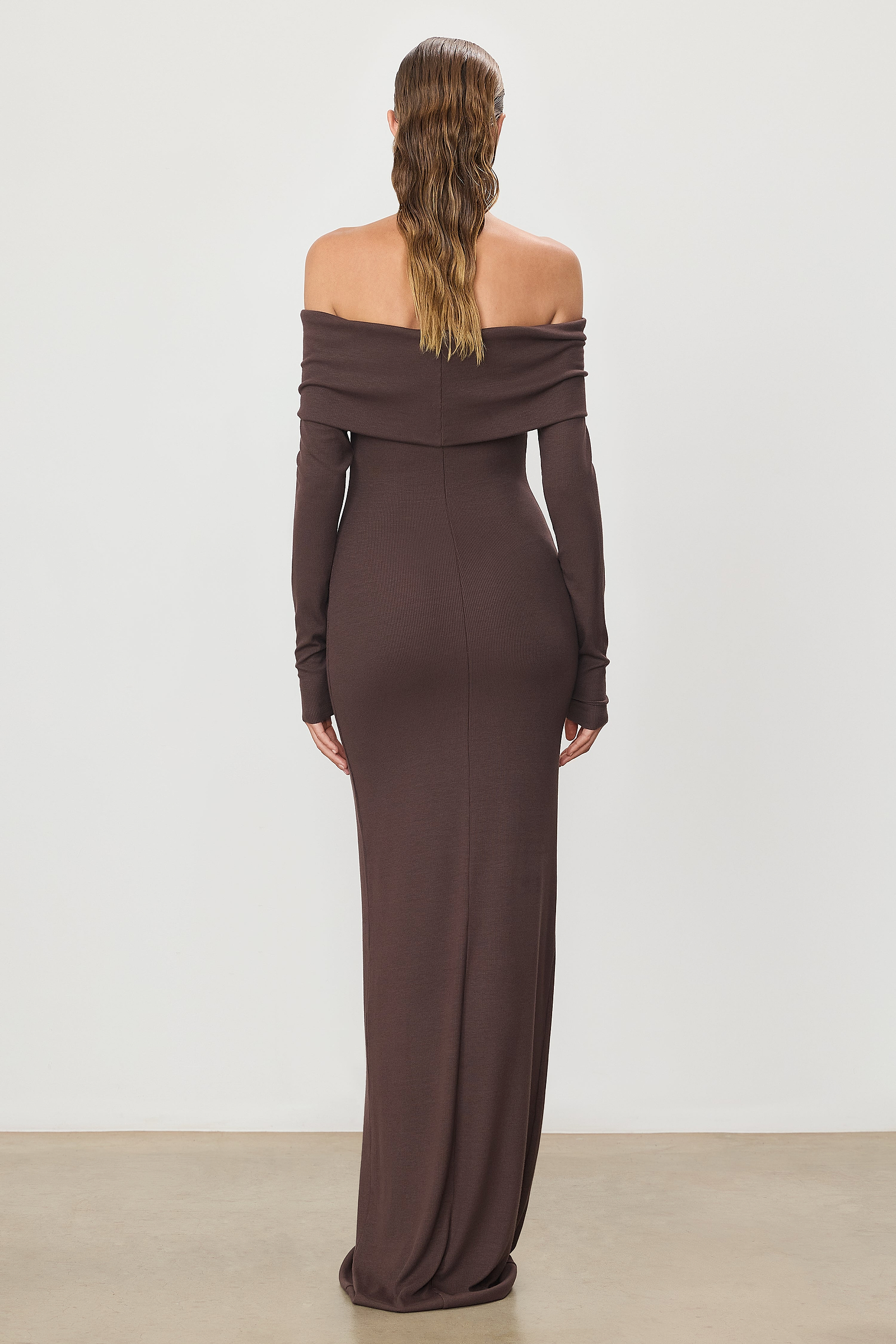 LONG SLEEVE OFF-SHOULDER MAXI DRESS - ÉTERNE