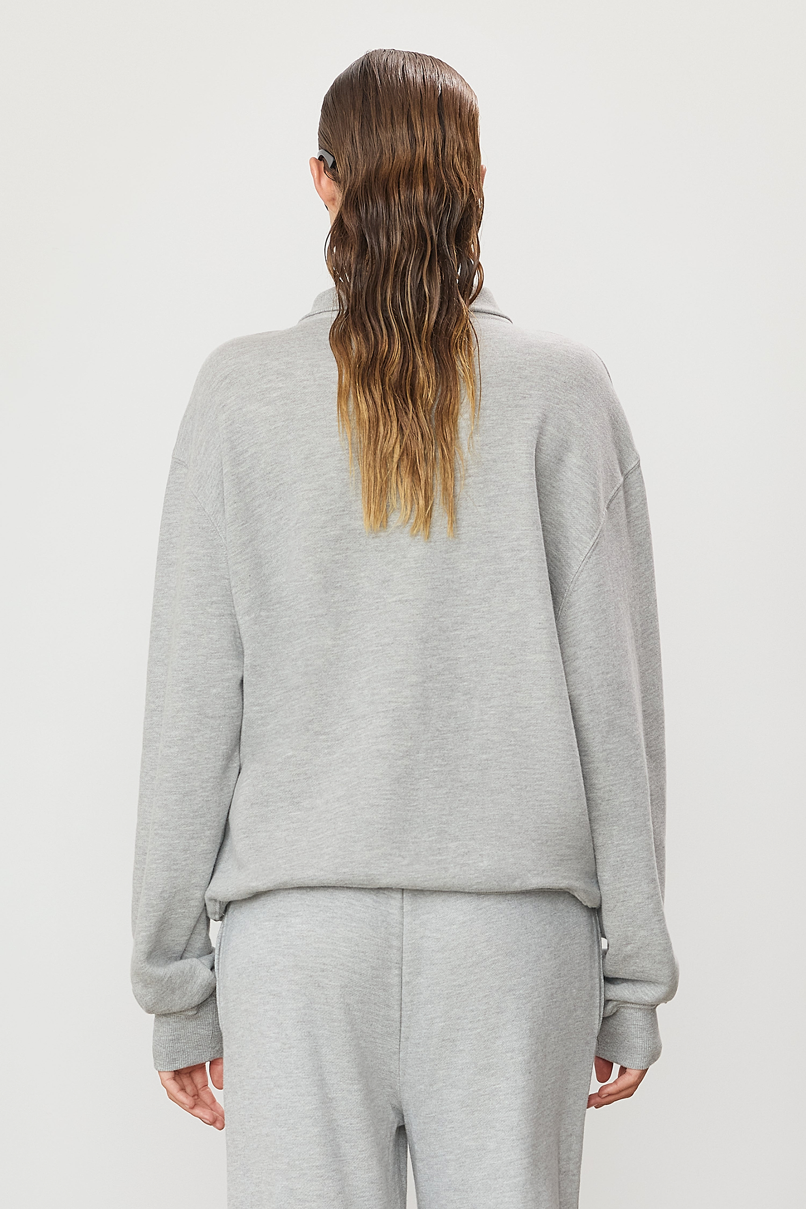 Zip-Up Polo Sweatshirt Heather Grey - ÉTERNE