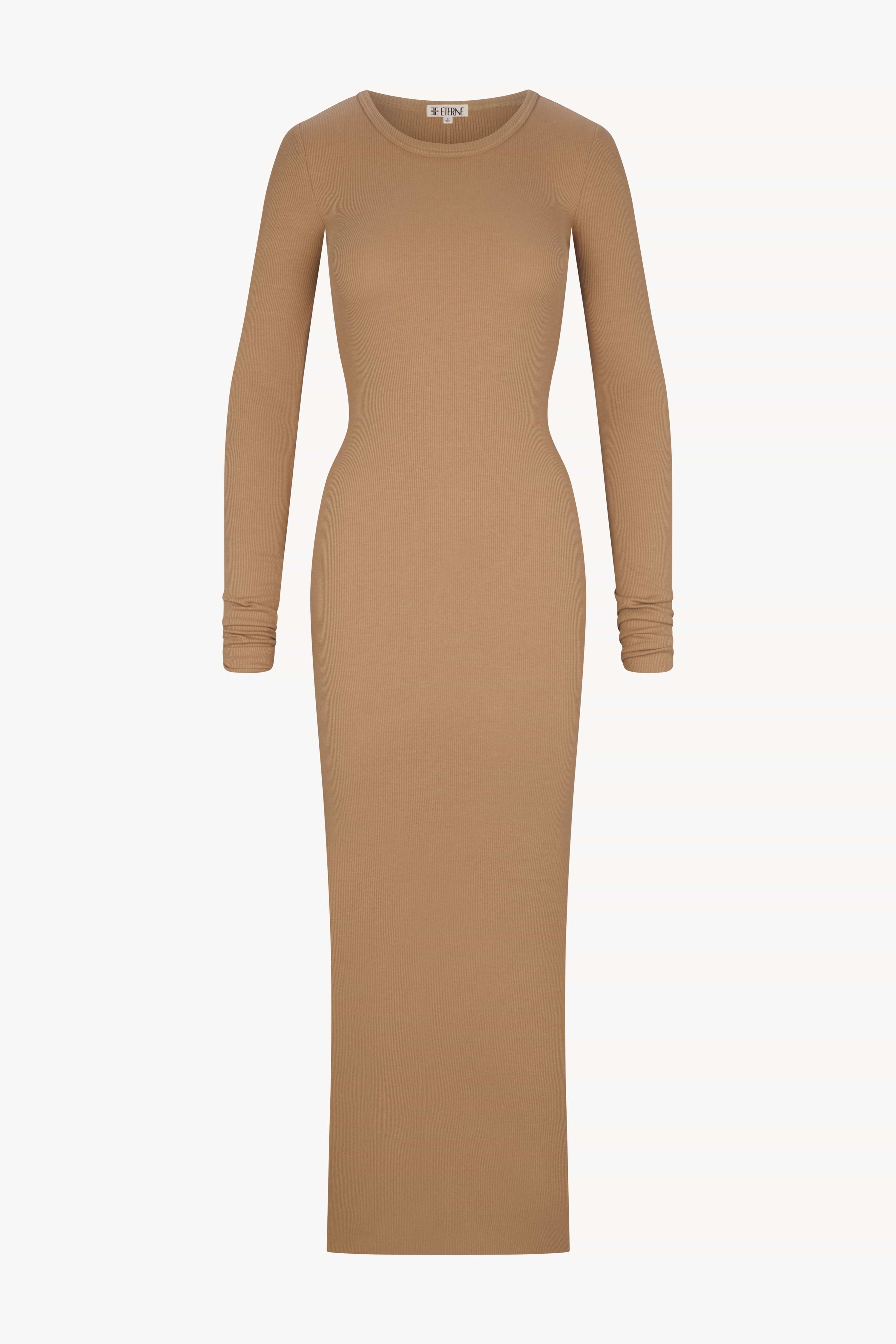 ÉTERNE LONG SLEEVE CREWNECK MAXI DRESS