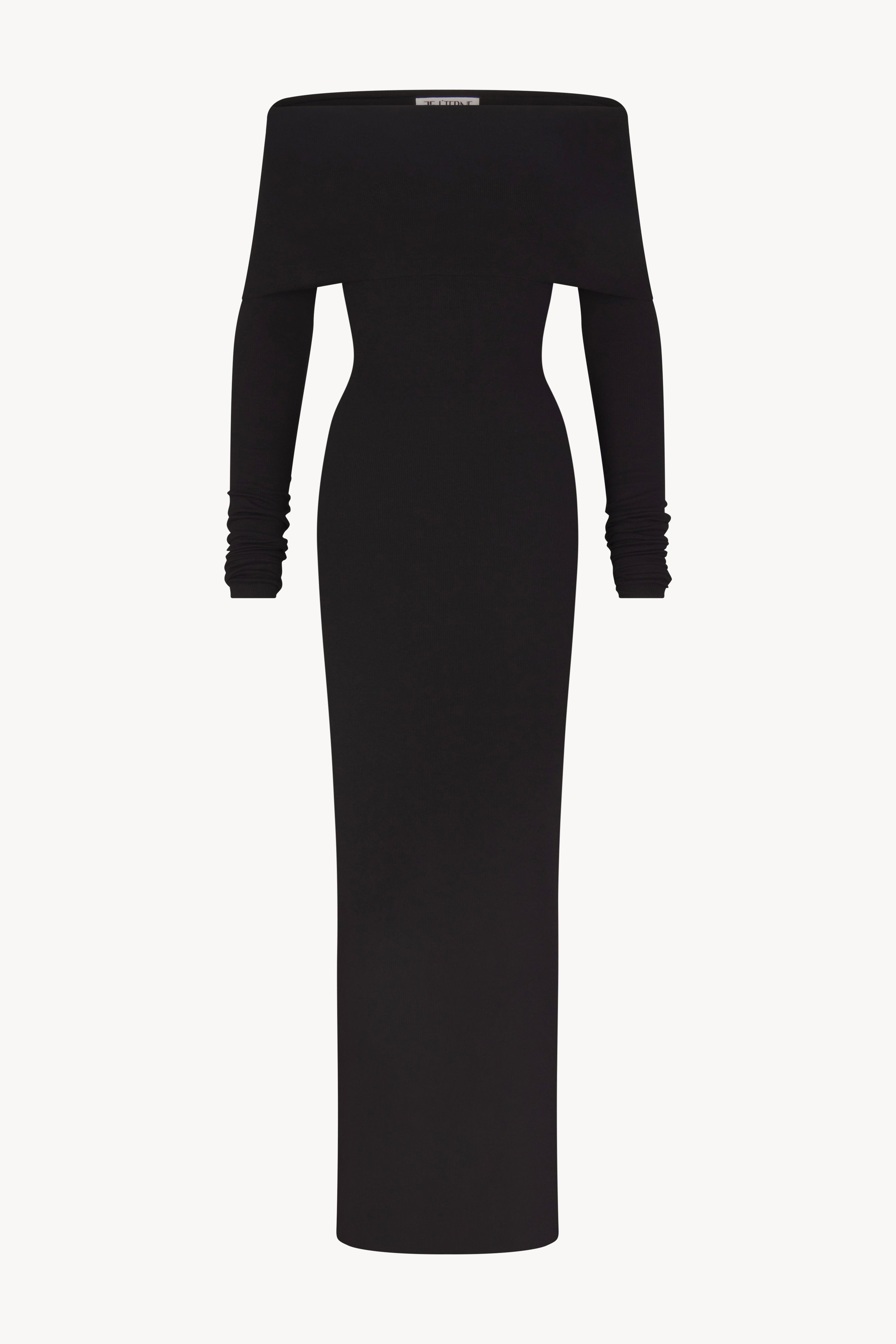 ÉTERNE LONG SLEEVE OFF-SHOULDER MAXI DRESS