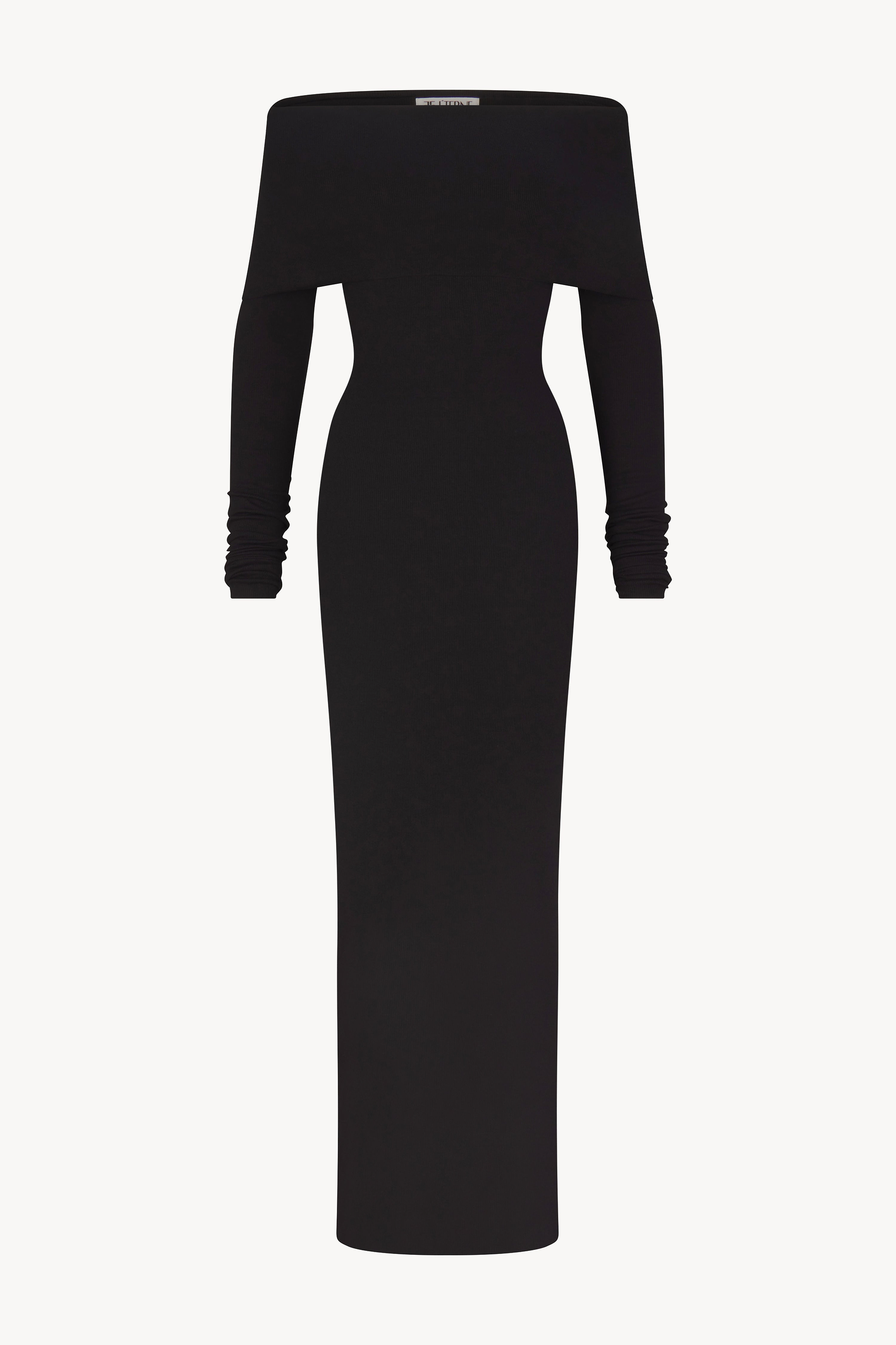 ÉTERNE LONG SLEEVE OFF-SHOULDER MAXI DRESS