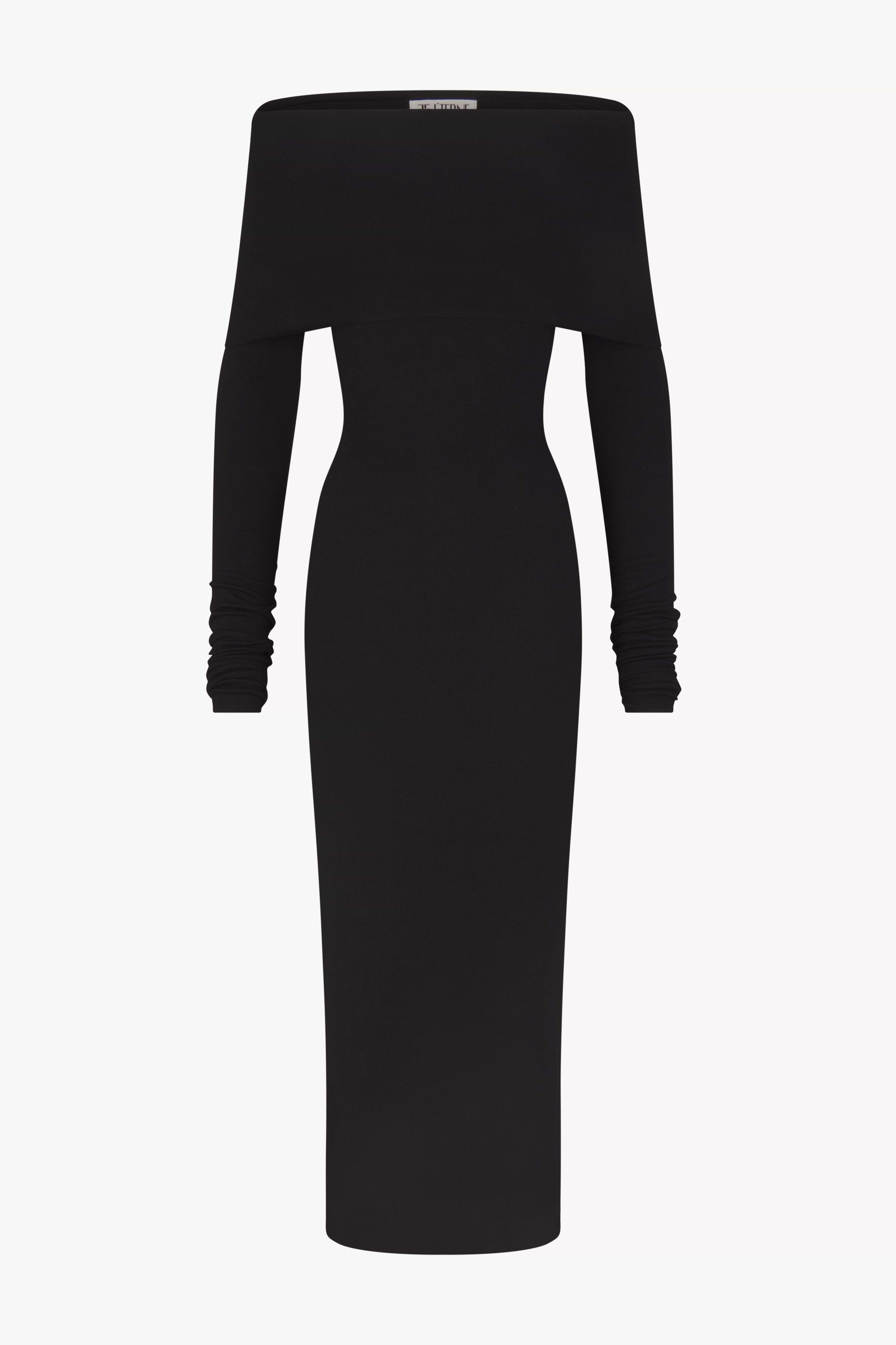 LONG SLEEVE OFF-SHOULDER MIDI DRESS - ÉTERNE