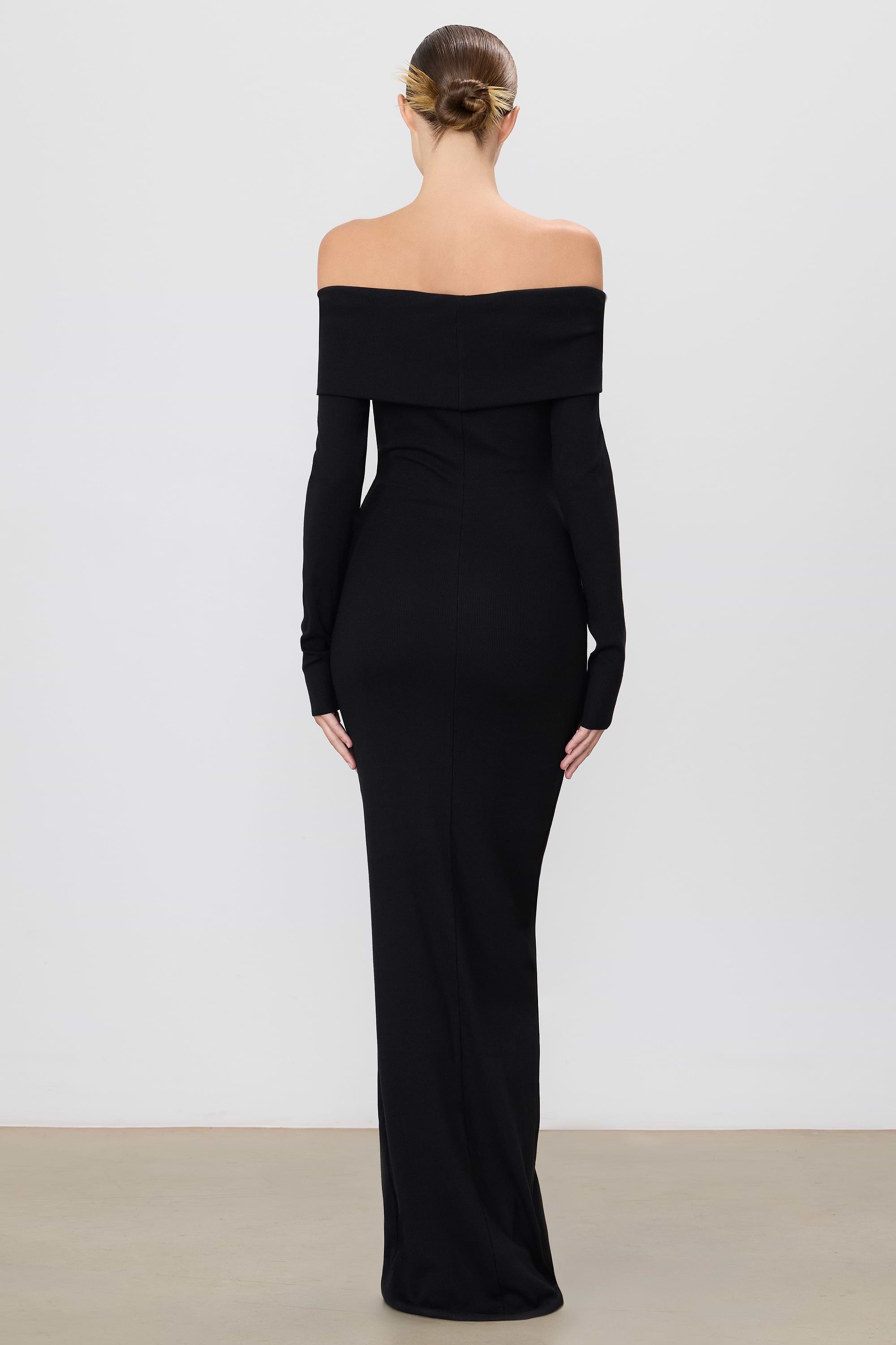 ÉTERNE LONG SLEEVE OFF-SHOULDER MAXI DRESS