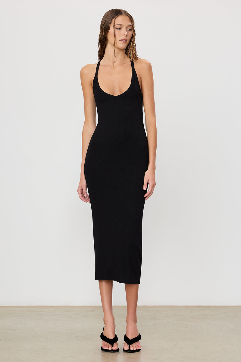V-NECK RACERBACK MIDI DRESS - ÉTERNE