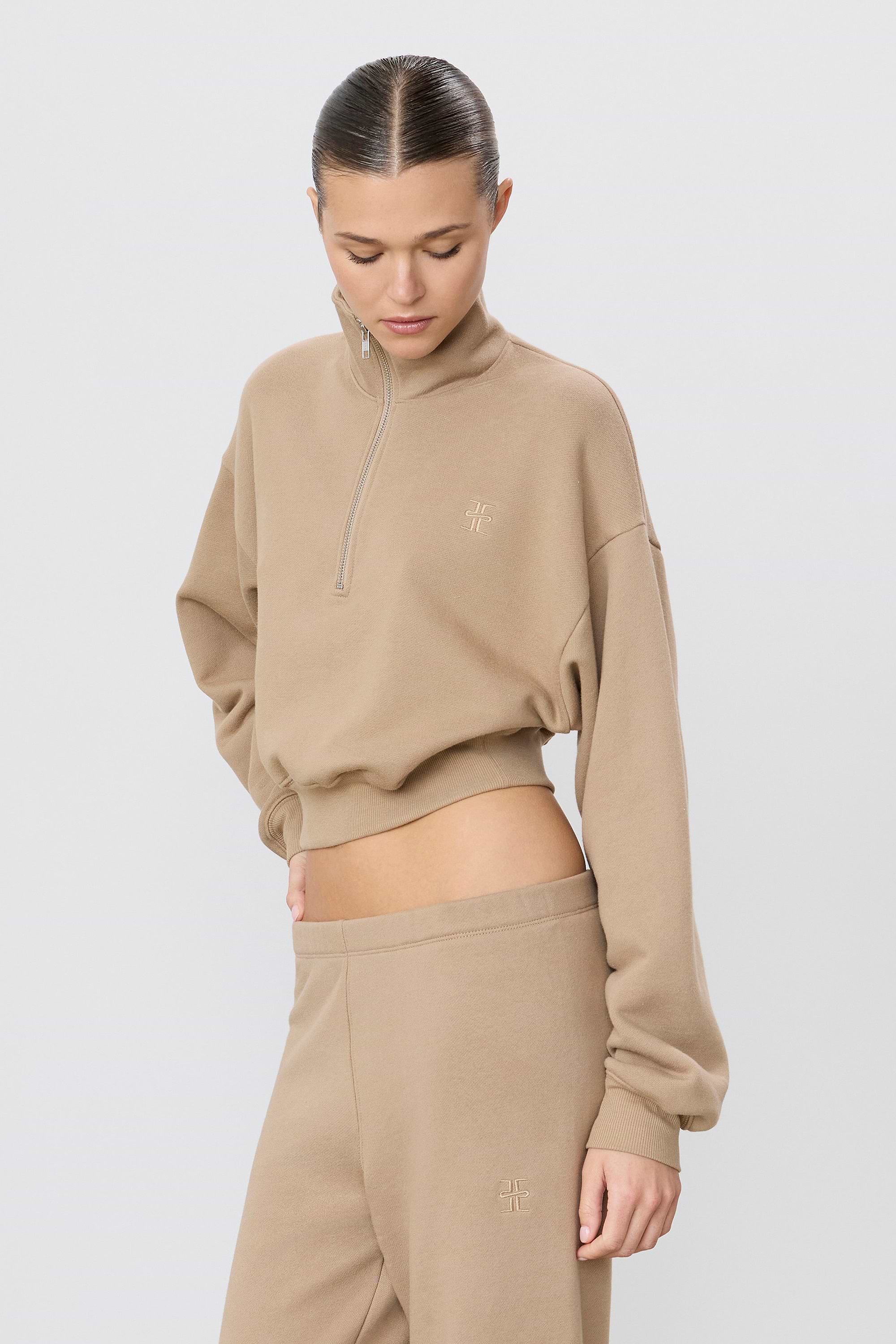 ÉTERNE CROPPED HALF-ZIP SWEATSHIRT