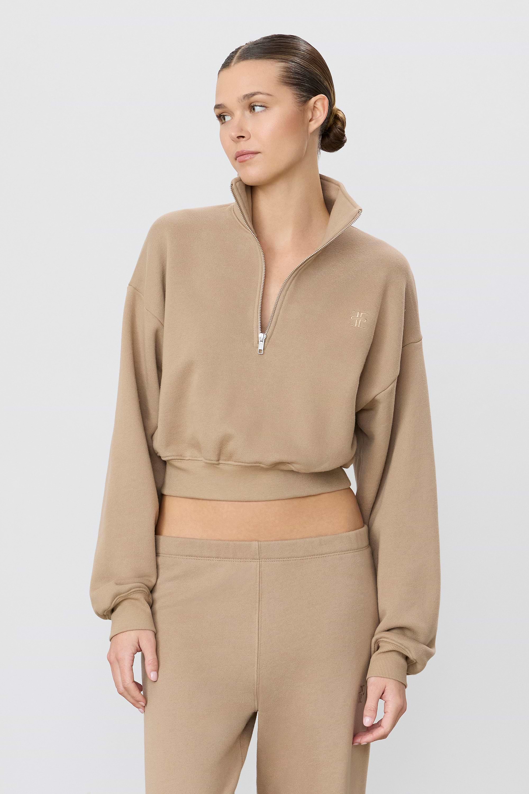 ÉTERNE CROPPED HALF-ZIP SWEATSHIRT