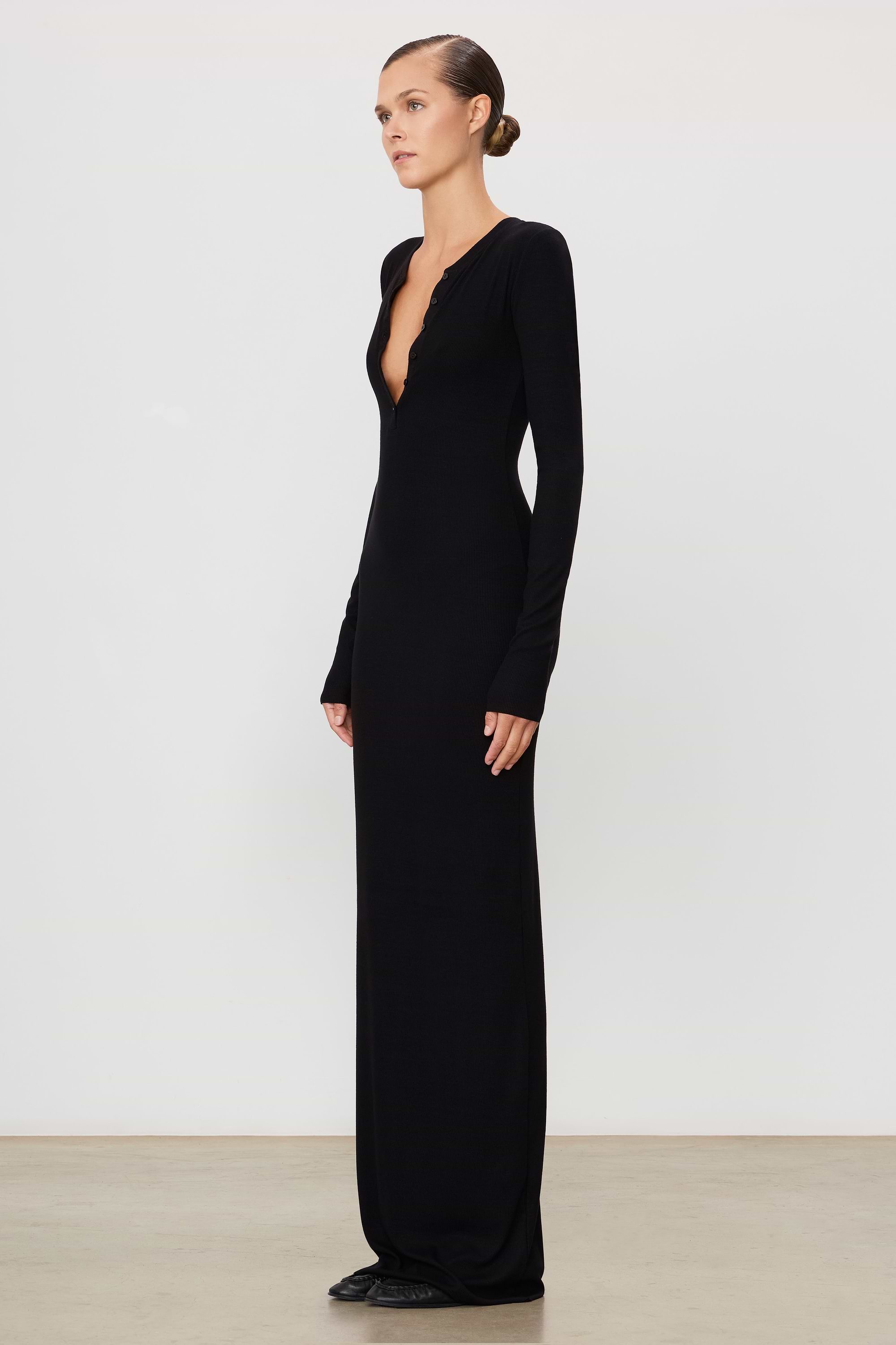 Long Sleeve Henley Maxi Dress Long Sleeve Henley Maxi Dress