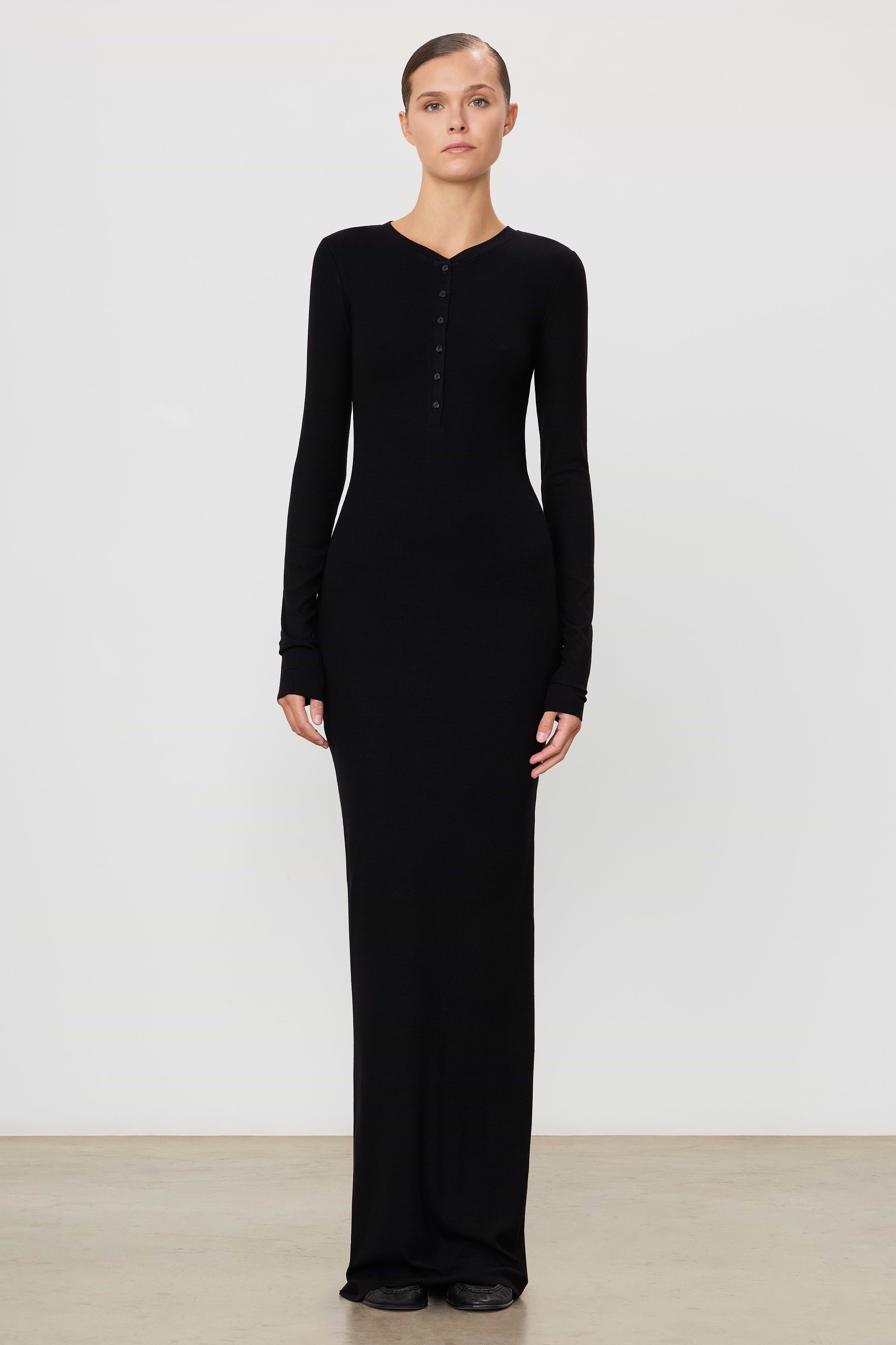 Long Sleeve Henley Maxi Dress Long Sleeve Henley Maxi Dress