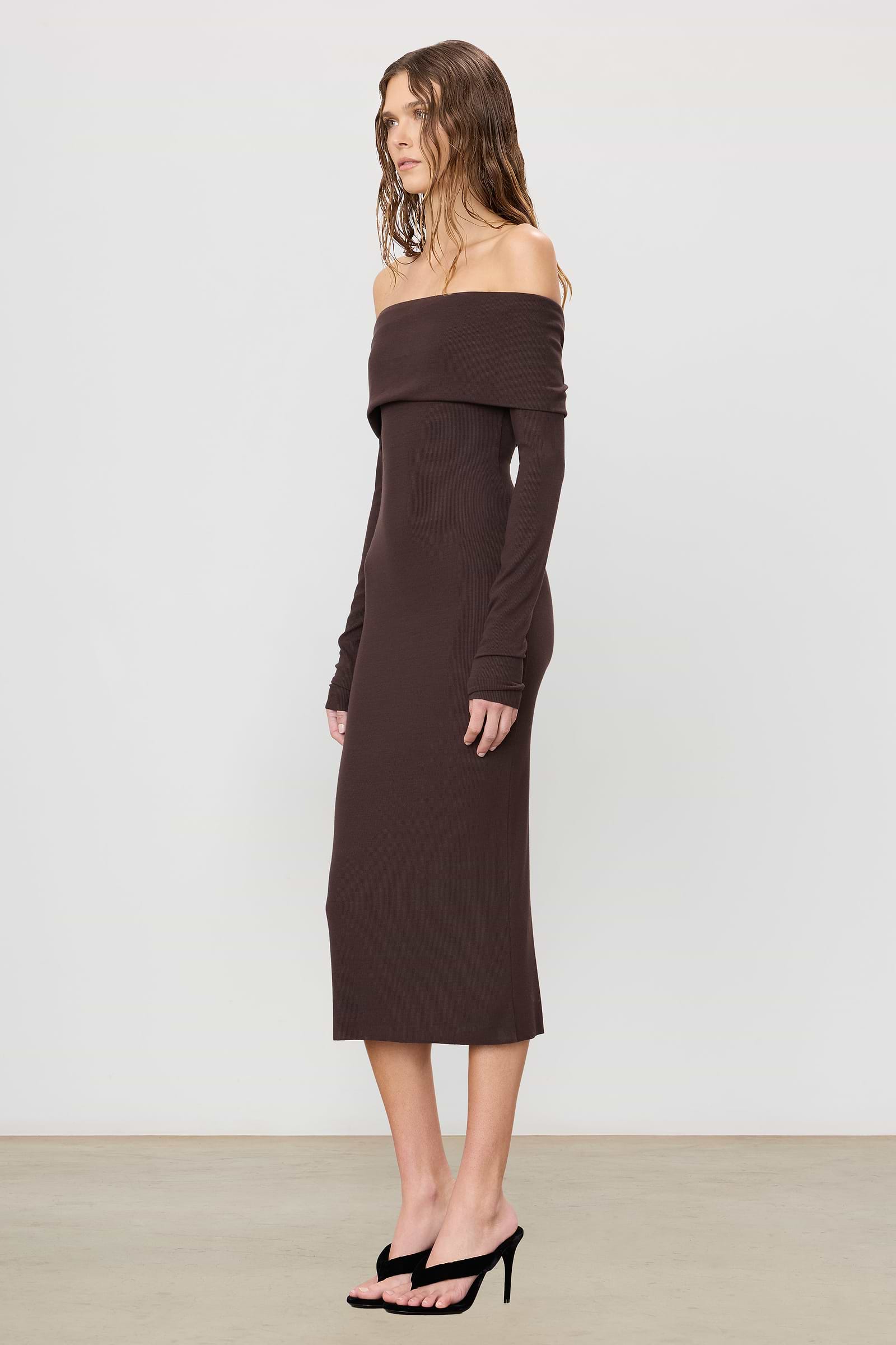Long Sleeve Off-Shoulder Midi Dress Long Sleeve Off-Shoulder Midi Dress