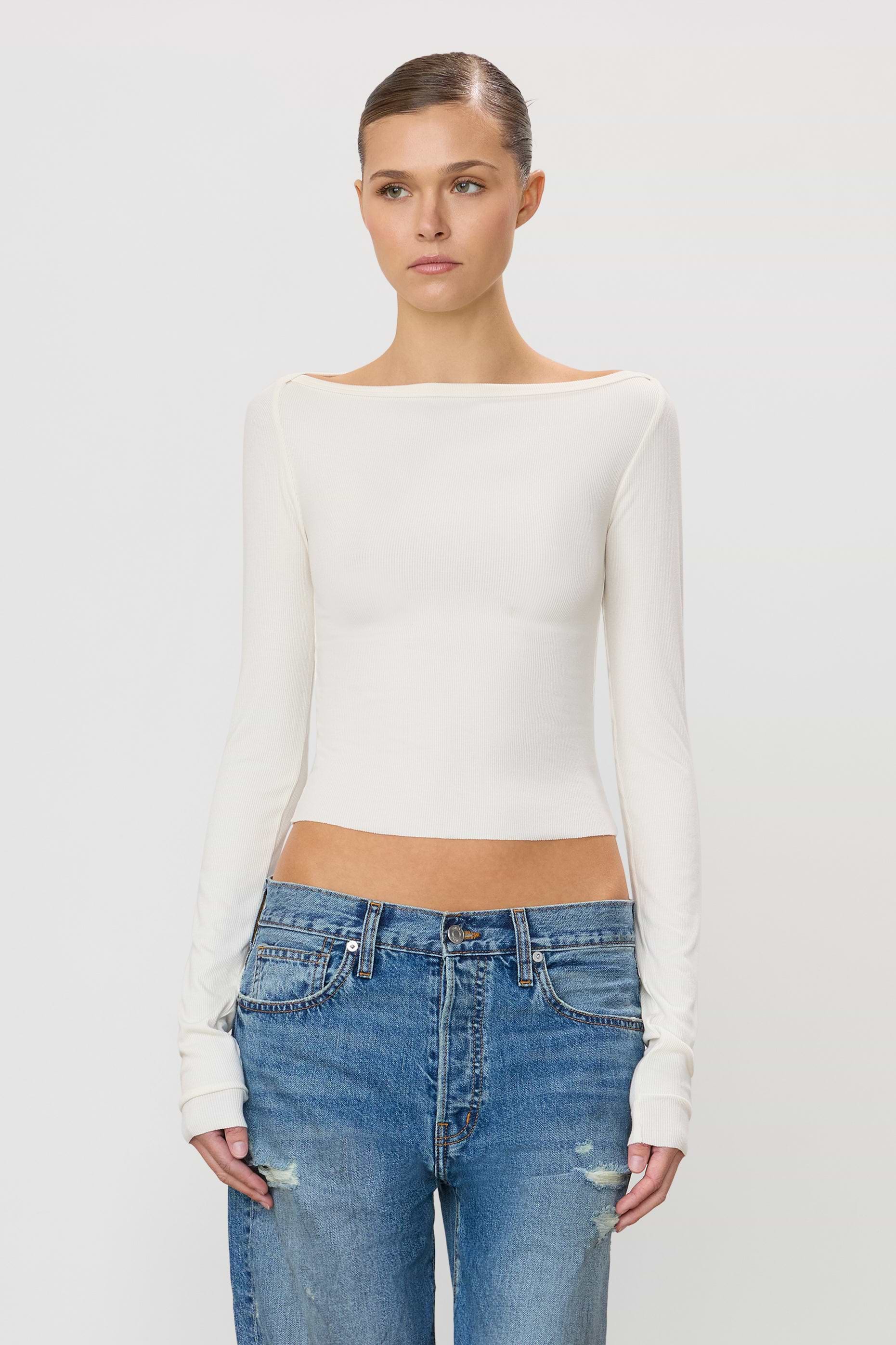 LONG SLEEVE BOATNECK TOP - ÉTERNE