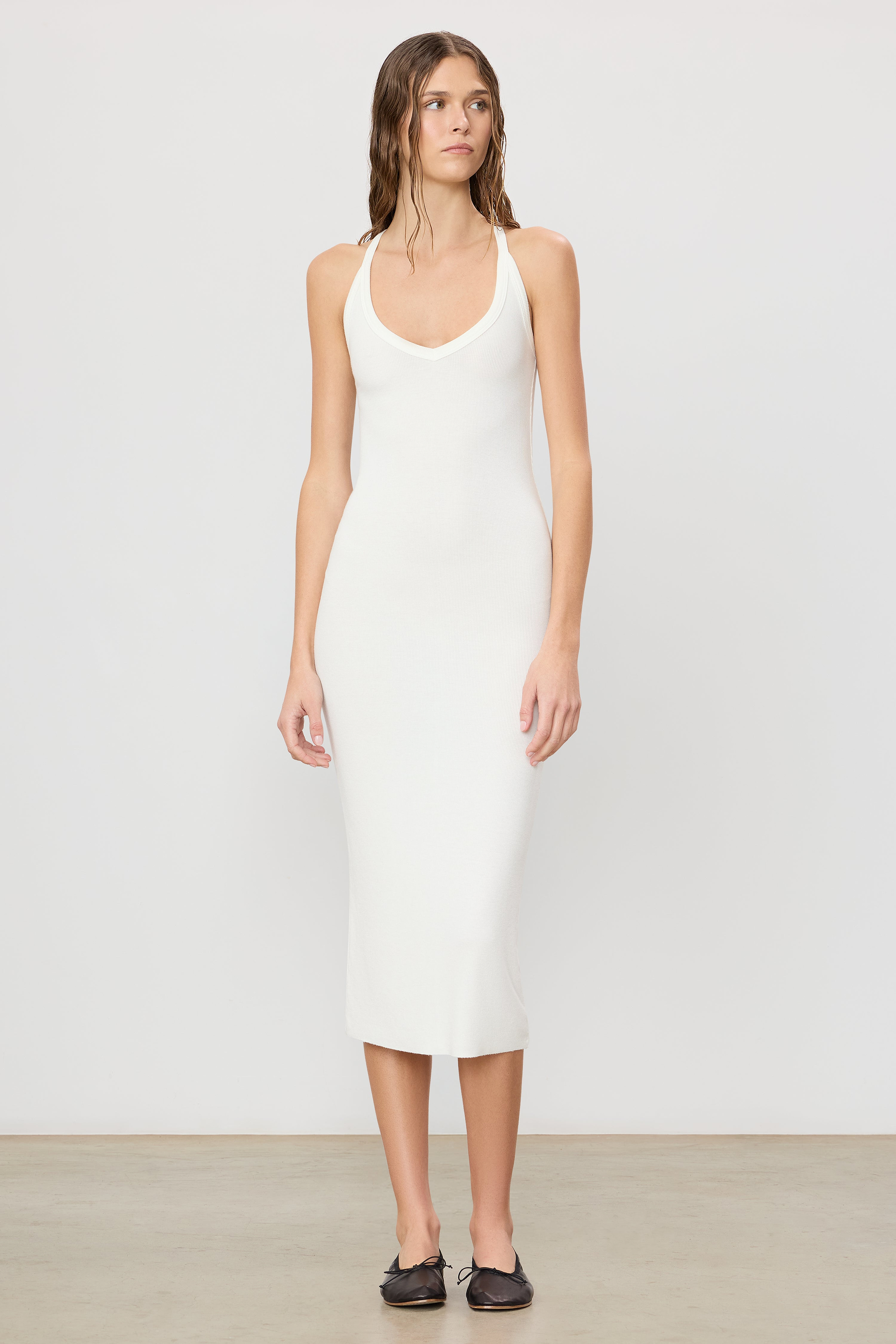 V-NECK RACERBACK MIDI DRESS - ÉTERNE