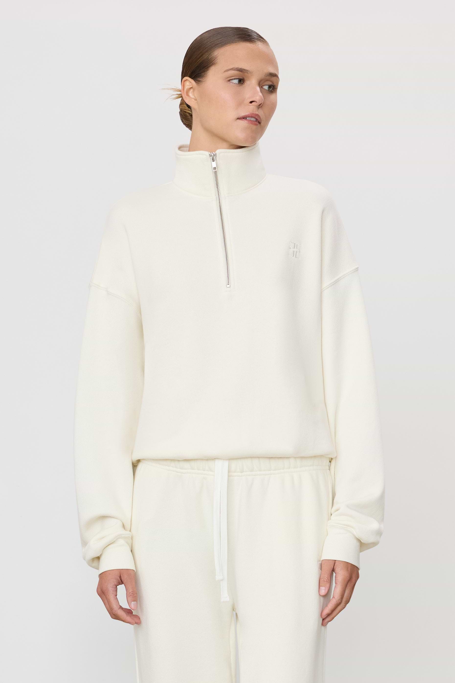 Oversized Half-zip Sweatshirt | French Terry | Cream