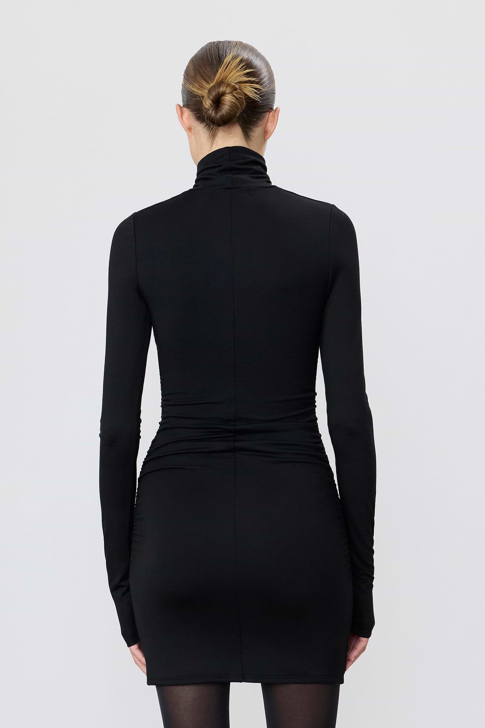 Long Sleeve Ruched Turtleneck Mini Dress Long Sleeve Ruched Turtleneck Mini Dress