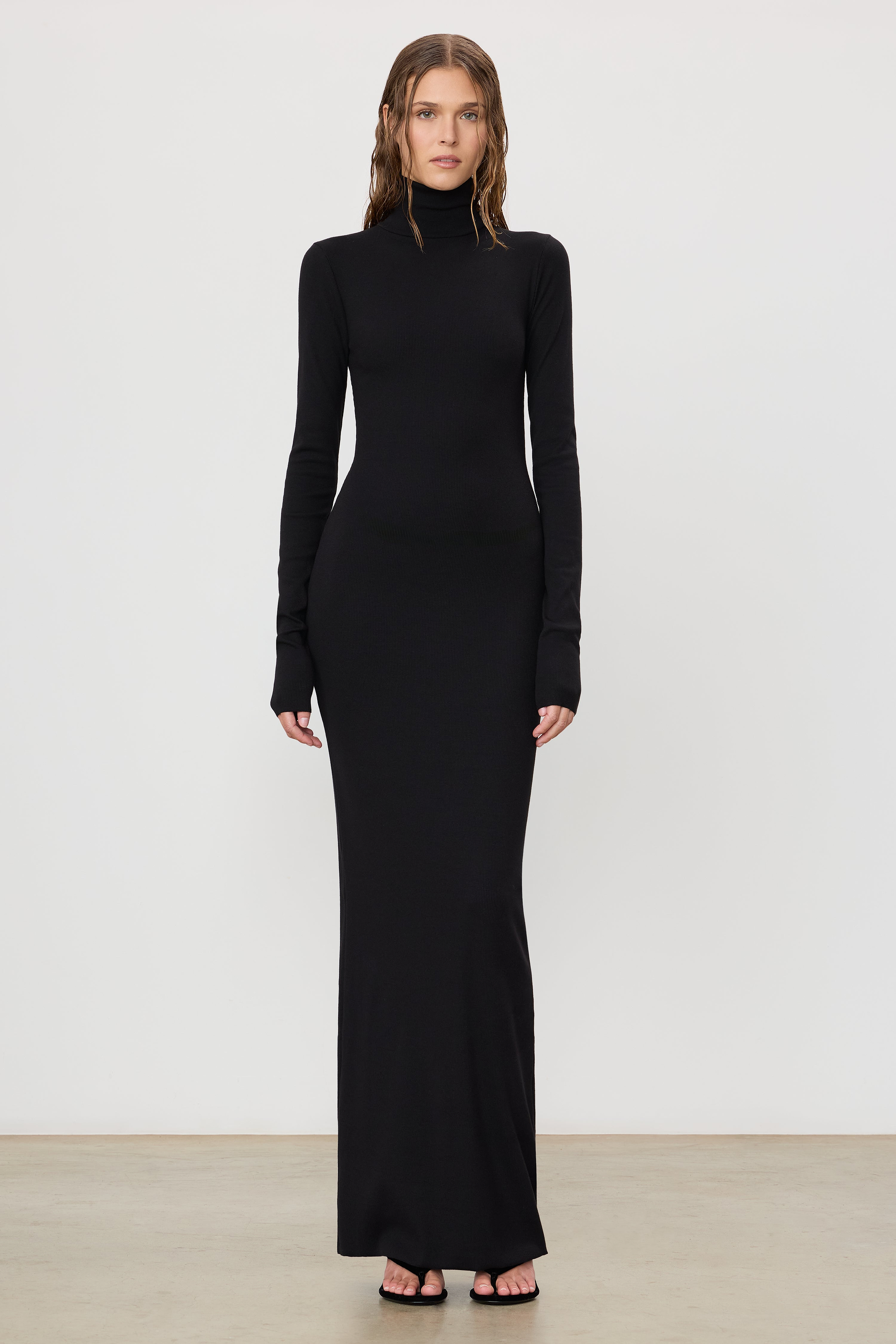 LONG SLEEVE TURTLENECK MAXI DRESS - ÉTERNE