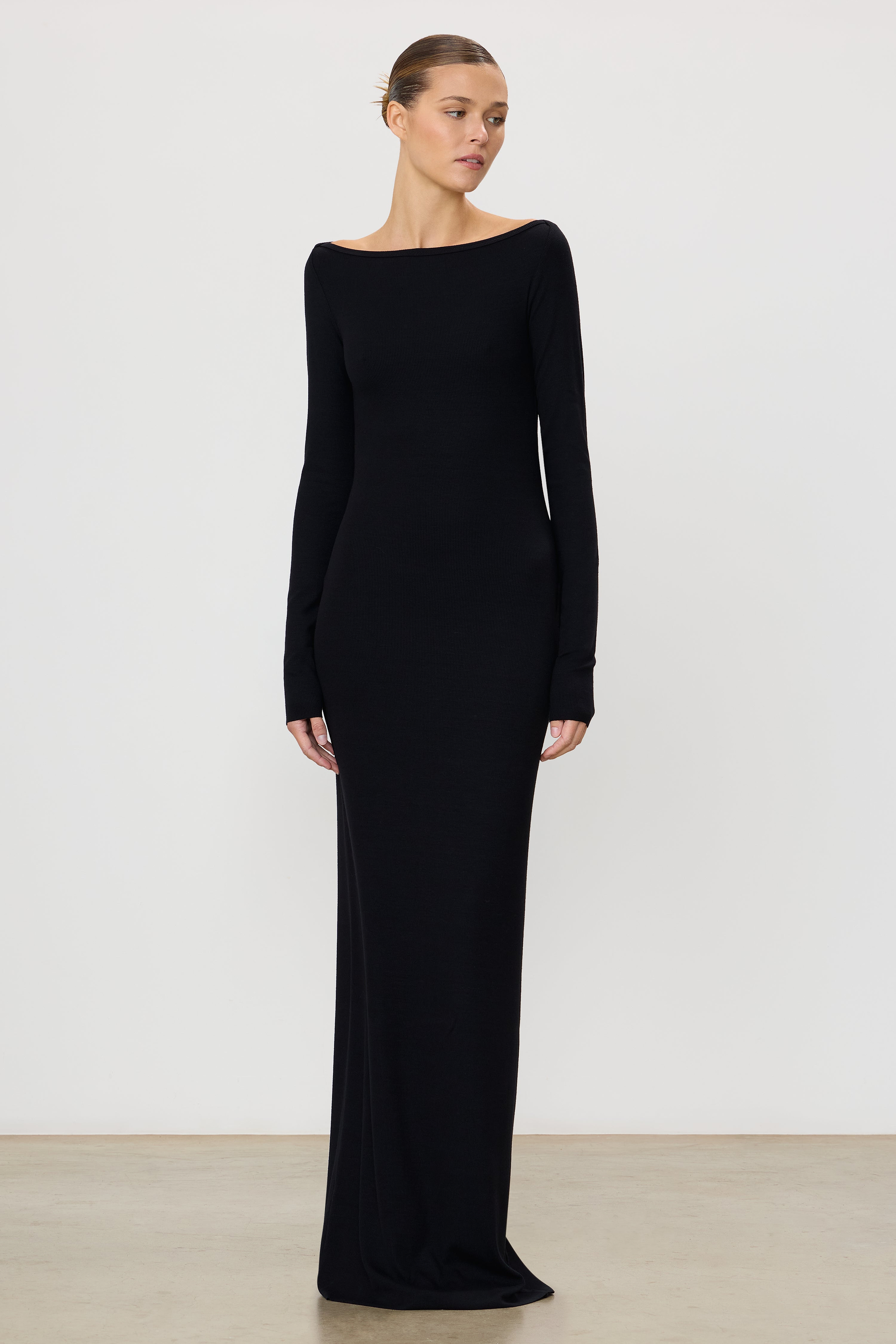 LONG SLEEVE BOATNECK MAXI DRESS - ÉTERNE