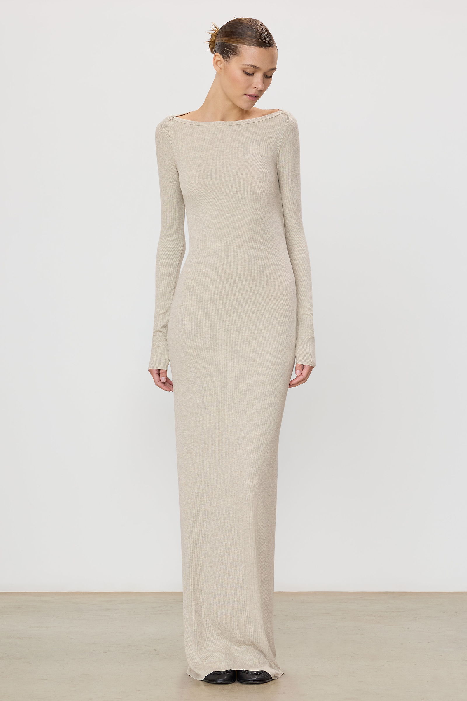 LONG SLEEVE BOATNECK MAXI DRESS - ÉTERNE