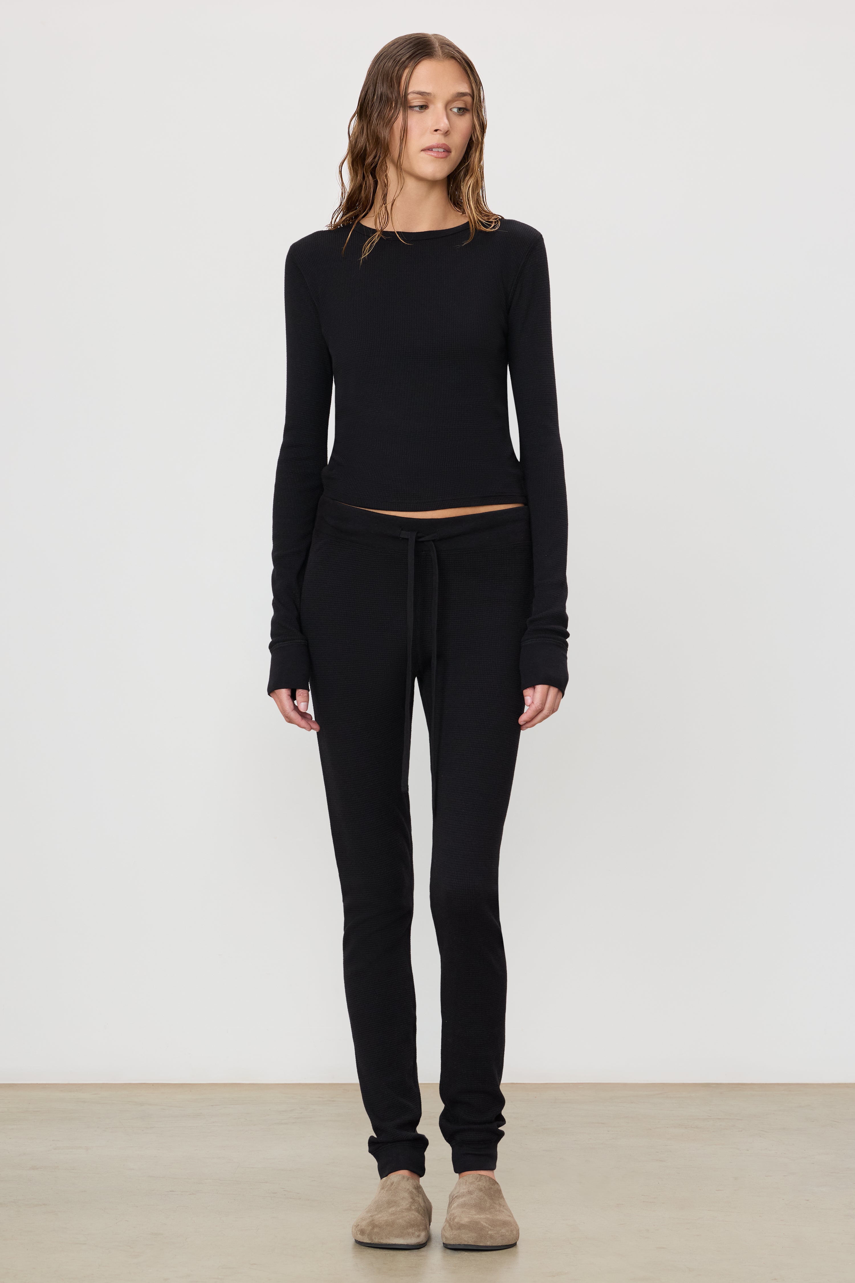 Drawstring Pant | Cotton Thermal | Black