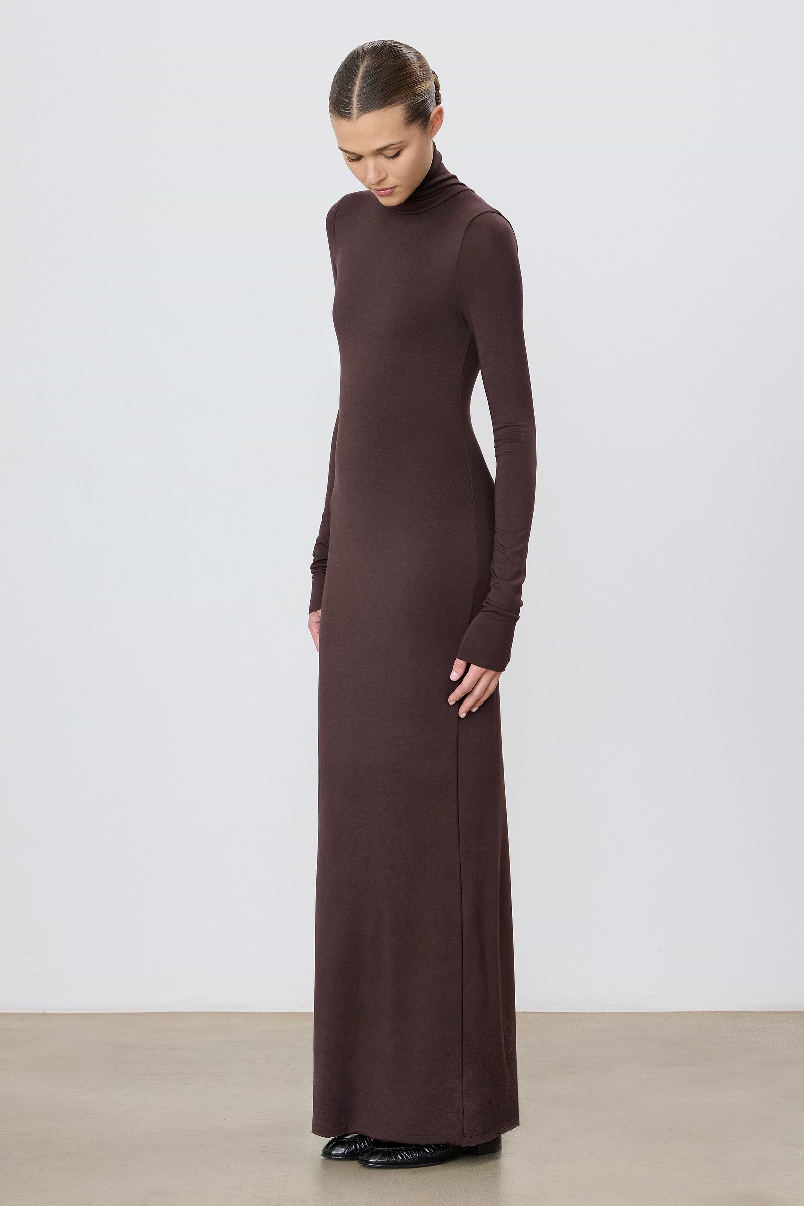 TERNE Long Sleeve Turtleneck Maxi Dress | Brown | Size S | Shopbop TERNE Long Sleeve Turtleneck Maxi Dress | Brown | Size S | Shopbop
