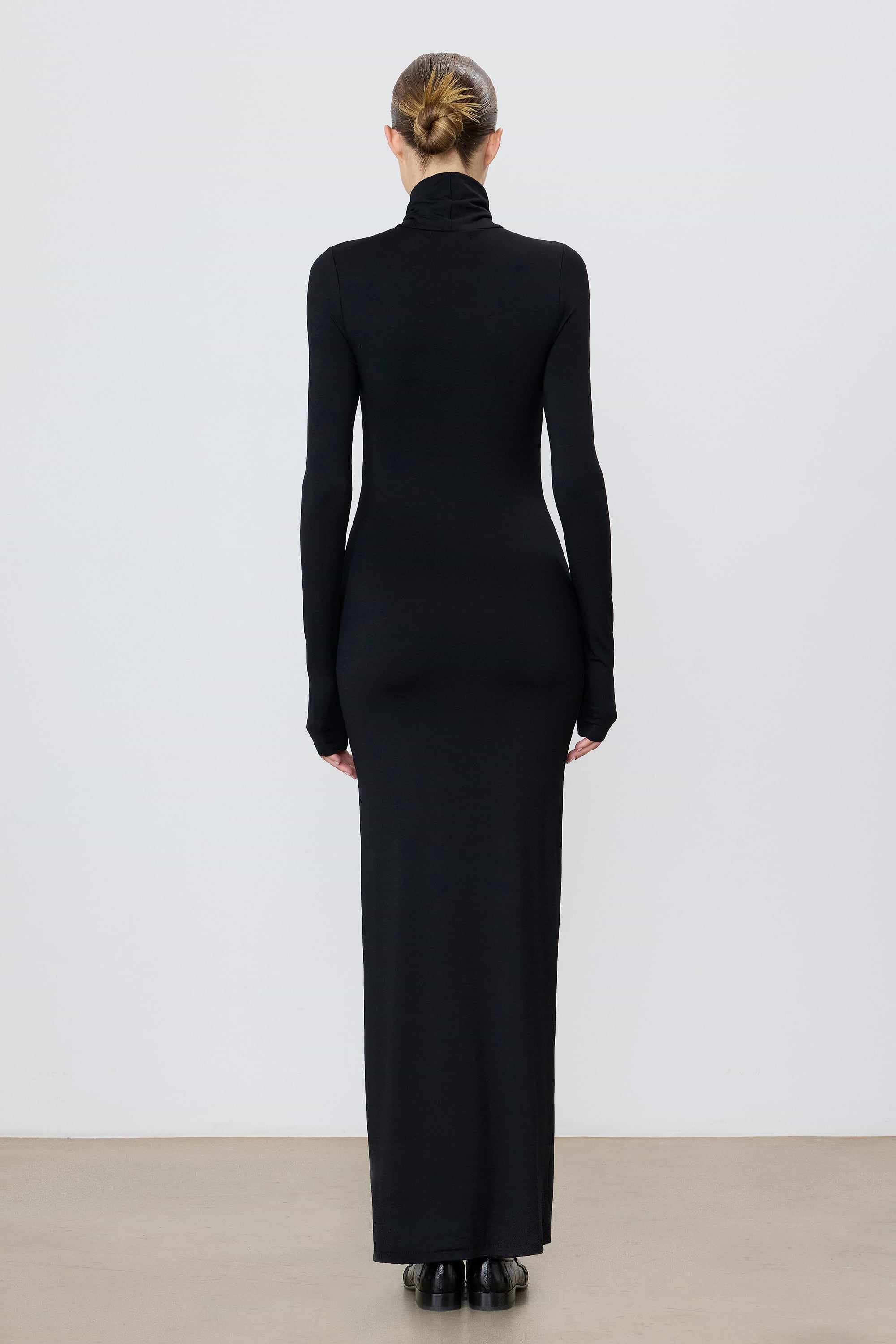 ÉTERNE LONG SLEEVE TURTLENECK MAXI DRESS