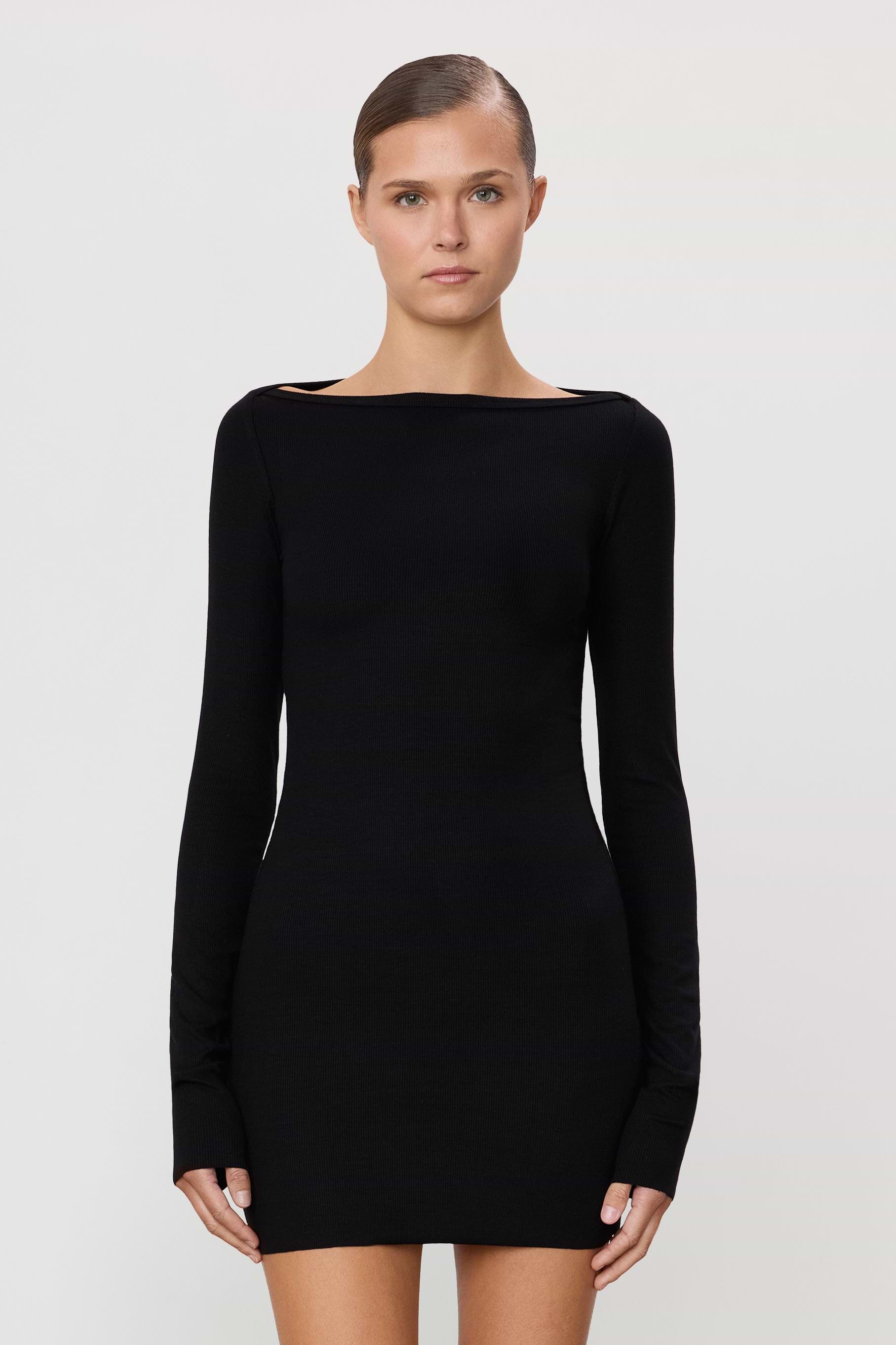 LONG SLEEVE BOATNECK MINI DRESS - ÉTERNE