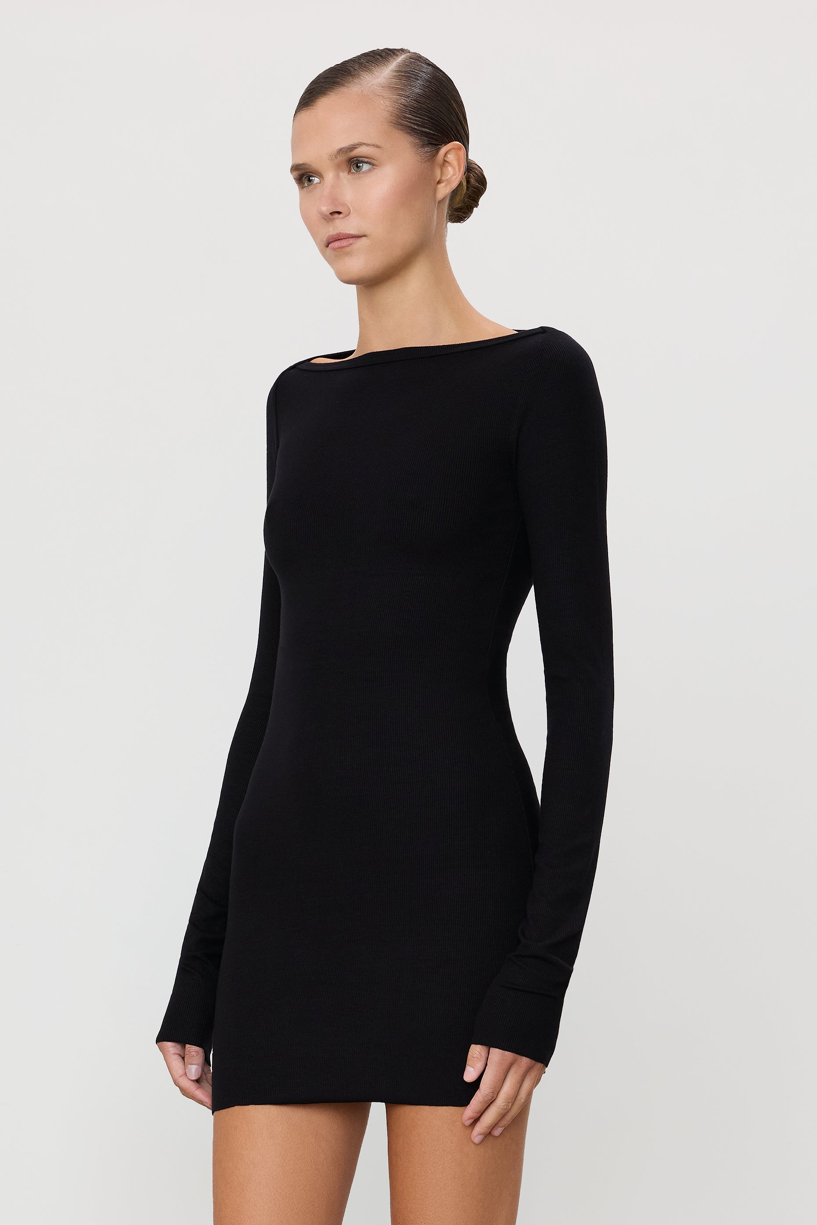 LONG SLEEVE BOATNECK MINI DRESS - ÉTERNE