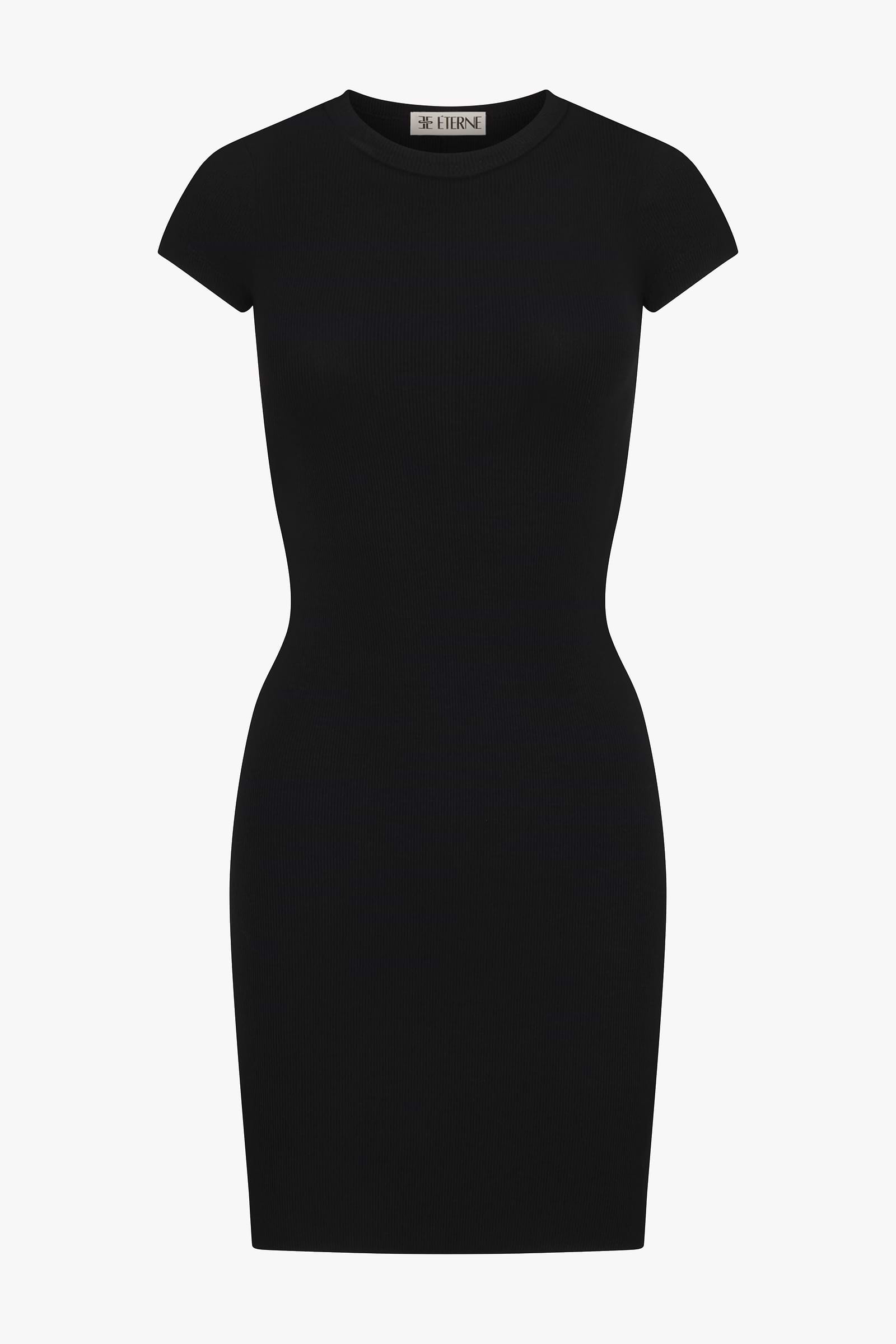 Cap Sleeve Mini Dress | Butter Rib | Black Cap Sleeve Mini Dress | Butter Rib | Black
