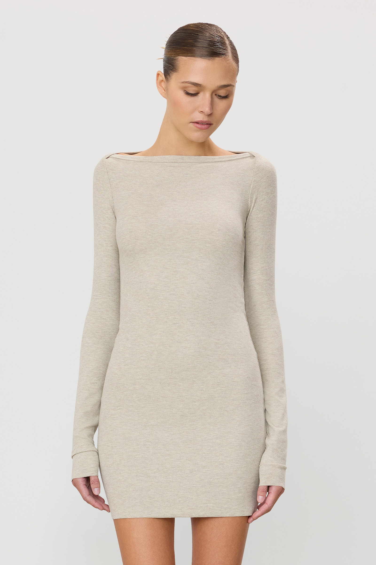 LONG SLEEVE BOATNECK MINI DRESS - ÉTERNE