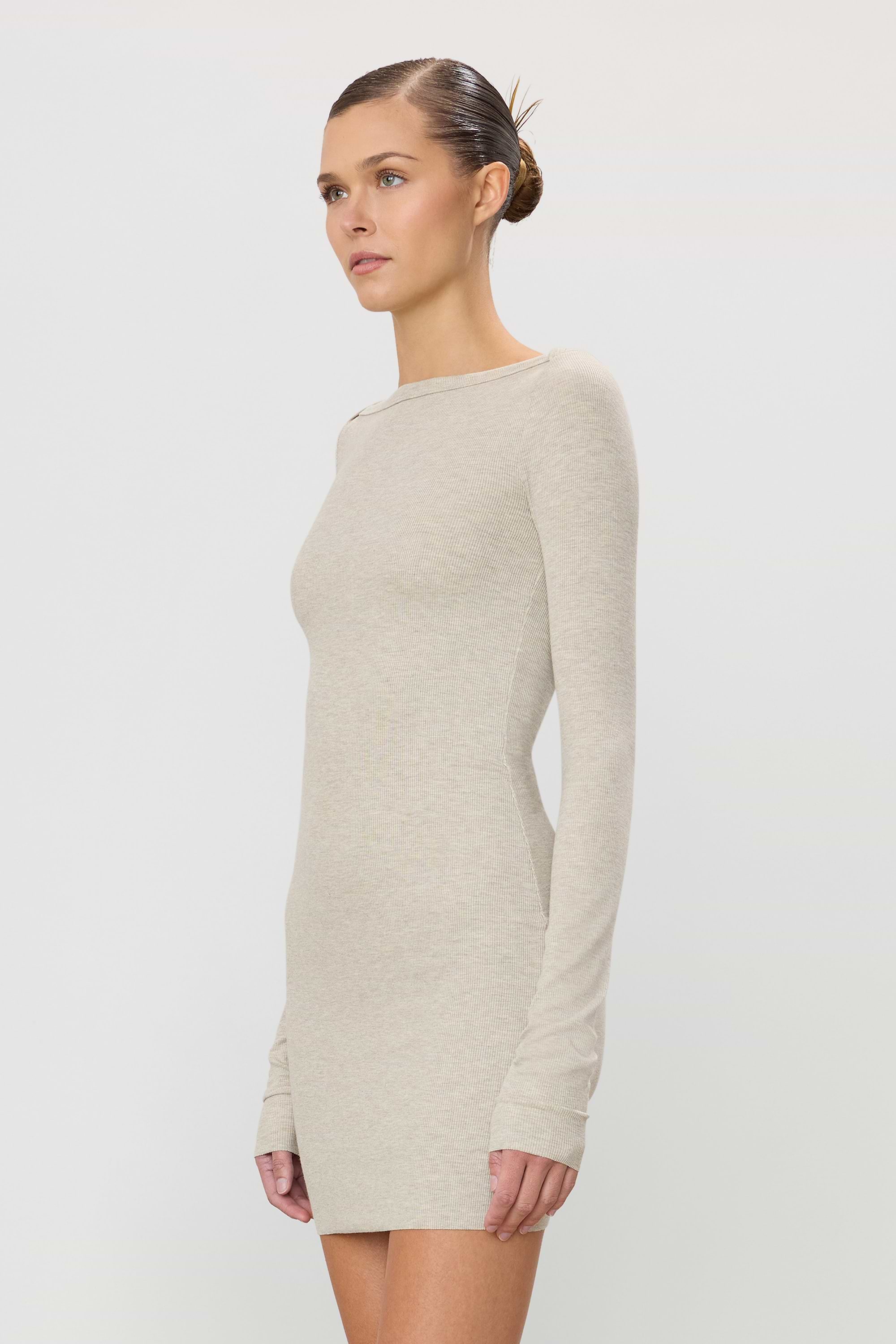 LONG SLEEVE BOATNECK MINI DRESS LONG SLEEVE BOATNECK MINI DRESS