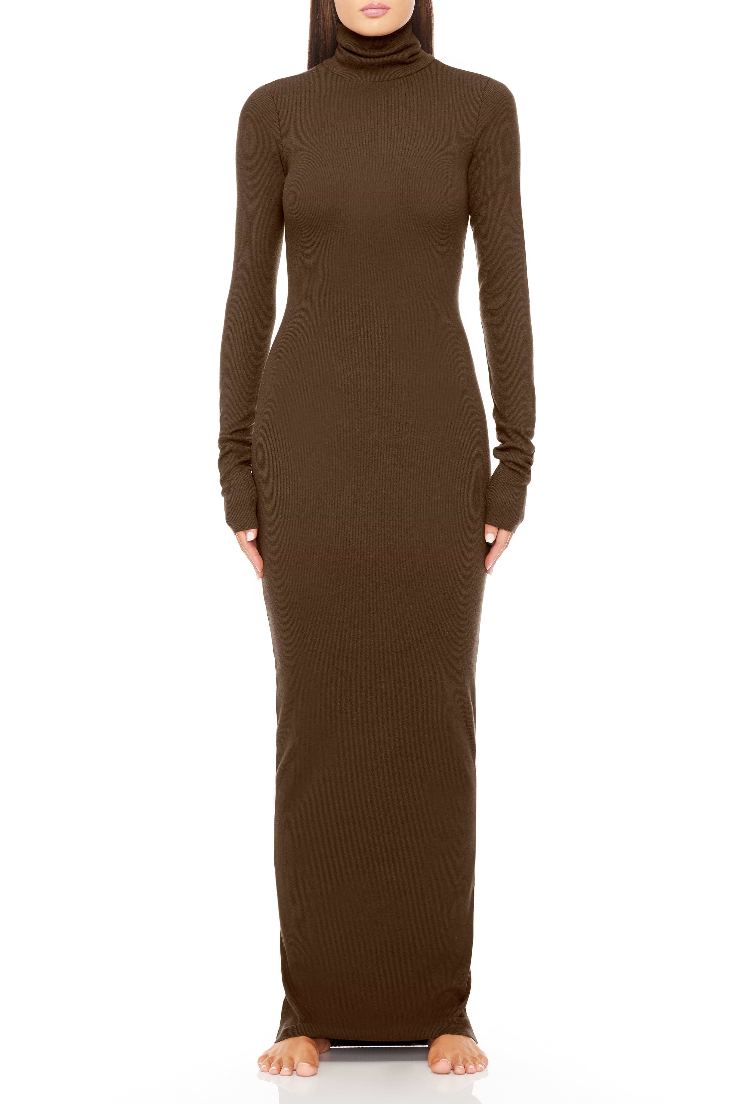 LONG SLEEVE TURTLENECK MAXI DRESS - ÉTERNE