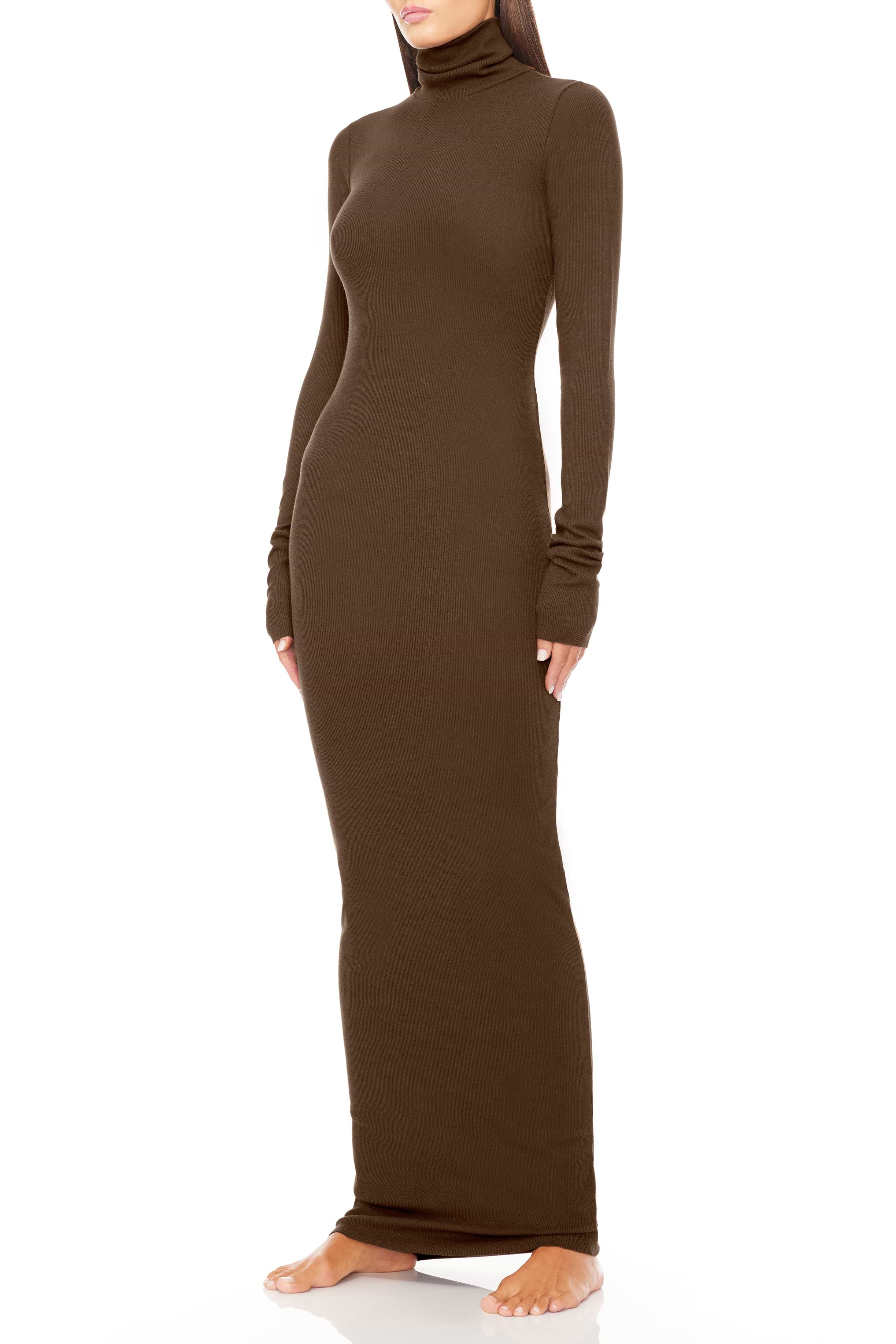 LONG SLEEVE TURTLENECK MAXI DRESS - ÉTERNE