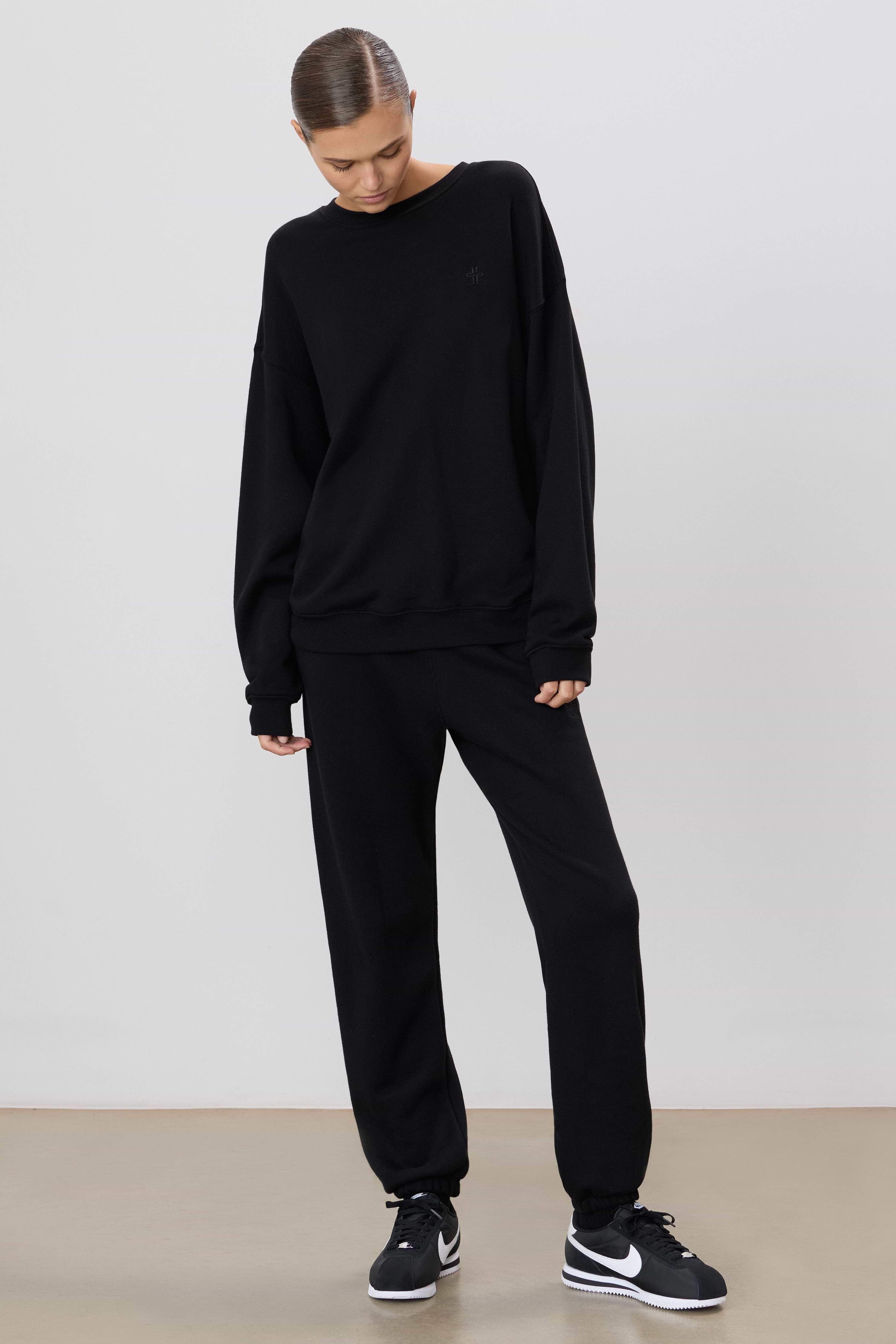 ☆ ☆ Here Black Cotton Contour Ribbed Crewneck S everydaycrewneck_blackrib-