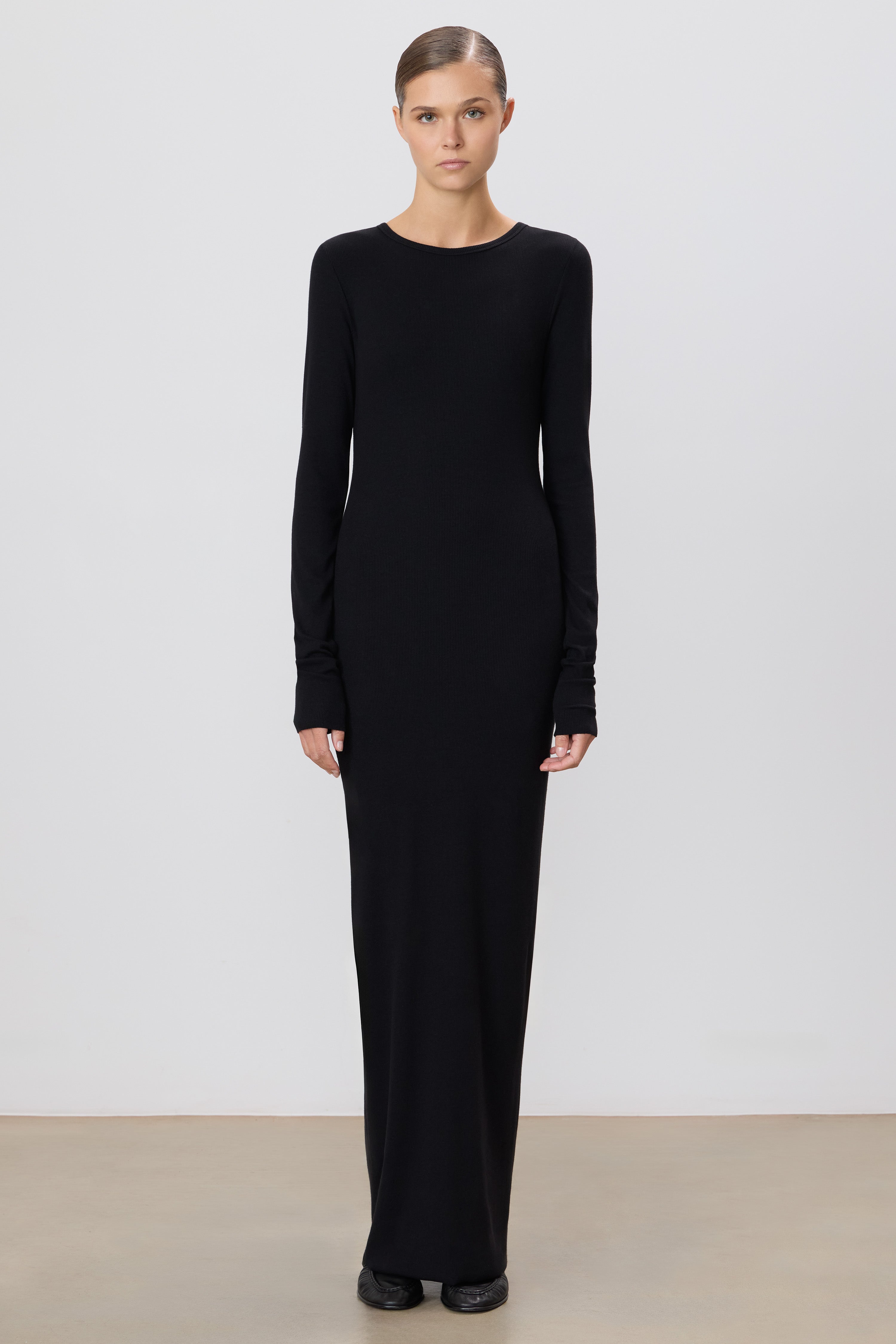 ワンピース ETERNE FW25 LONG SLEEGE CREW NECK MAXI DRESS (CB021 BLK) LONG SLEEVE CREWNECK MAXI DRESS – ÉTERNE