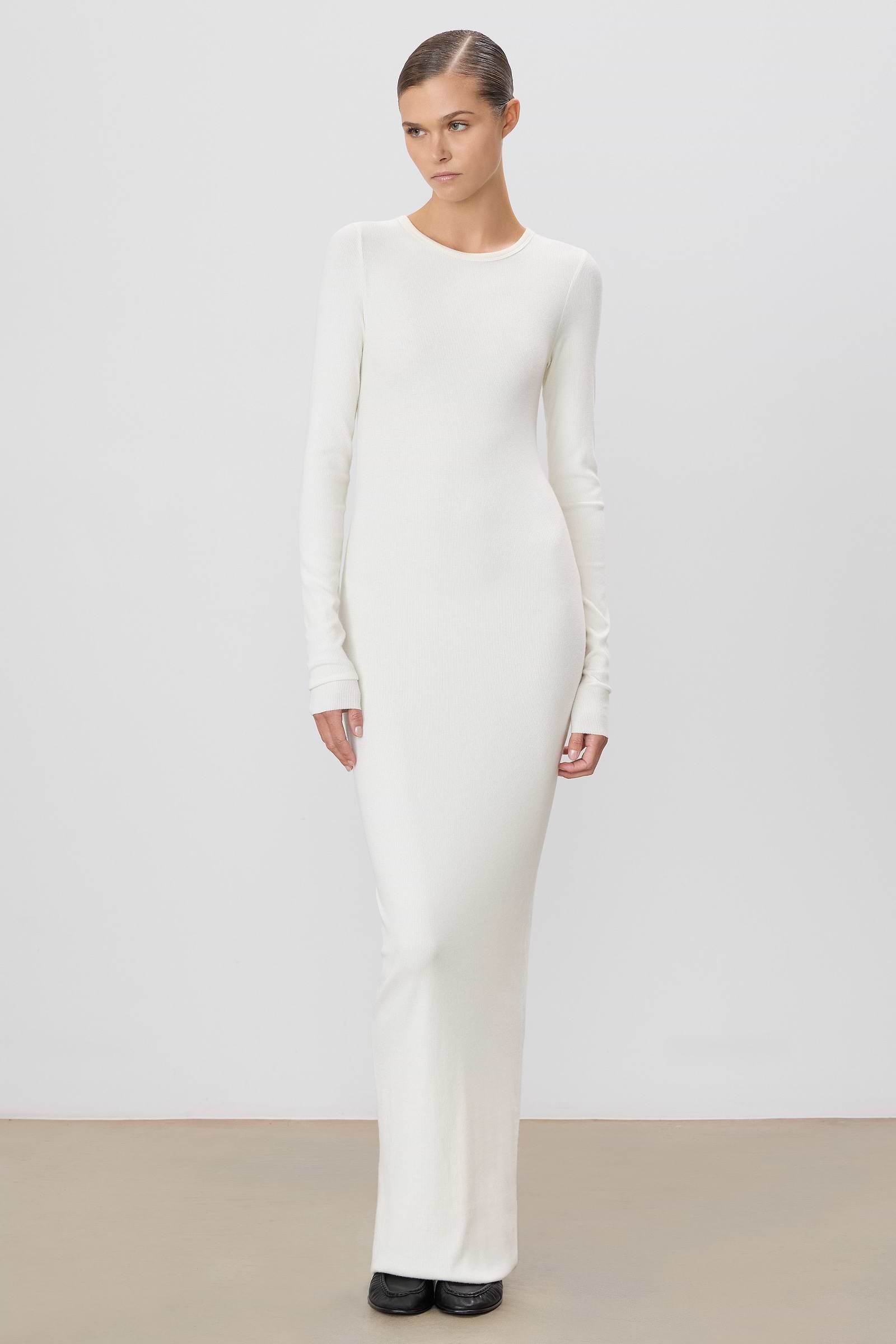 Long Sleeve Crewneck Maxi Dress | Butter Rib | Cream Long Sleeve Crewneck Maxi Dress | Butter Rib | Cream